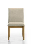 Jasper - Wide Contemporary Round Dining Table With Fabric Chairs Set