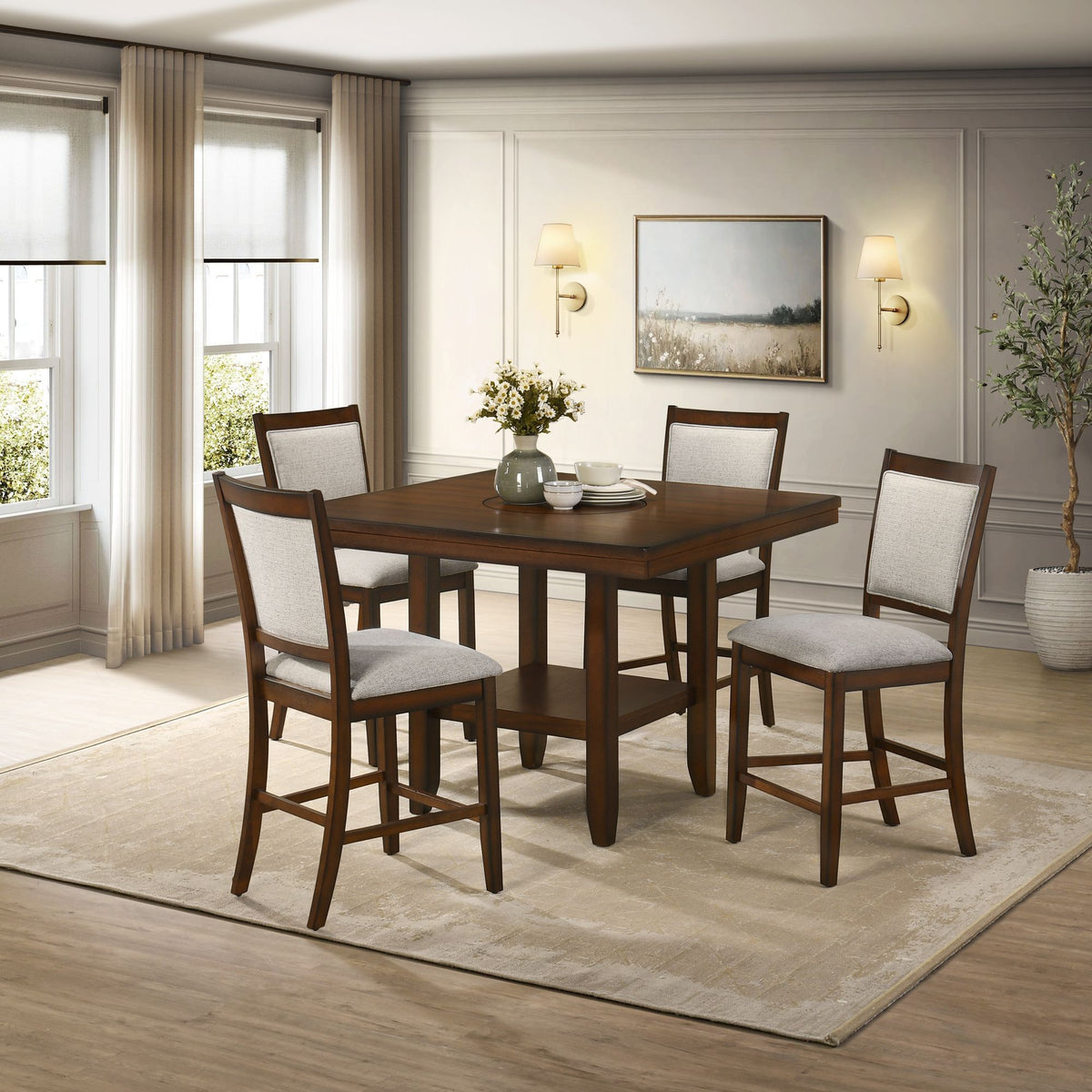 Portage Counter Height Dining Set in Dark Brown by Elements International, view 8
