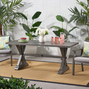 Modern Outdoor Dining Table With X Shaped Legs, Umbrella Hole