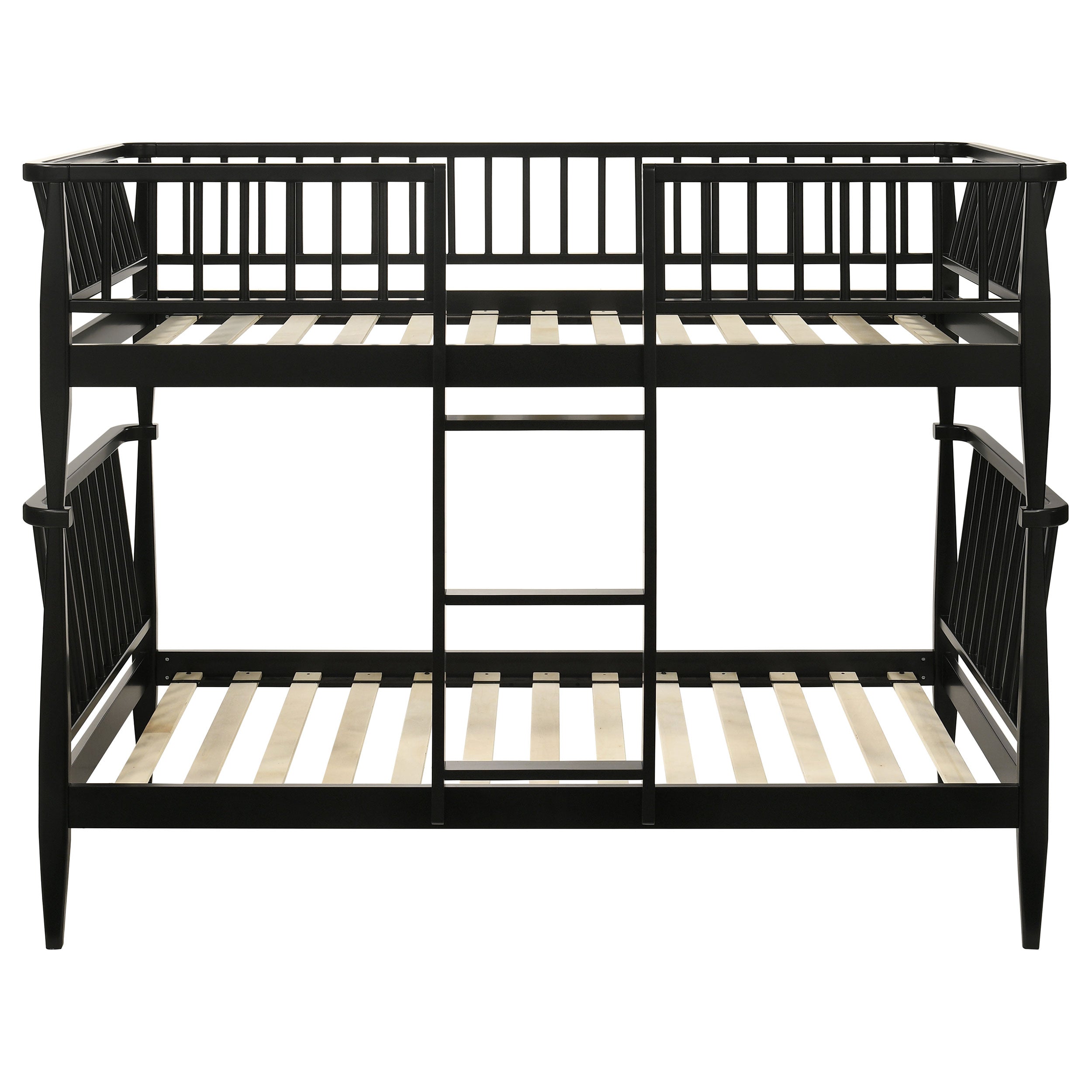 Abram Windsor Twin Over Twin Wood Bunk Bed with Ladder Black — view 3