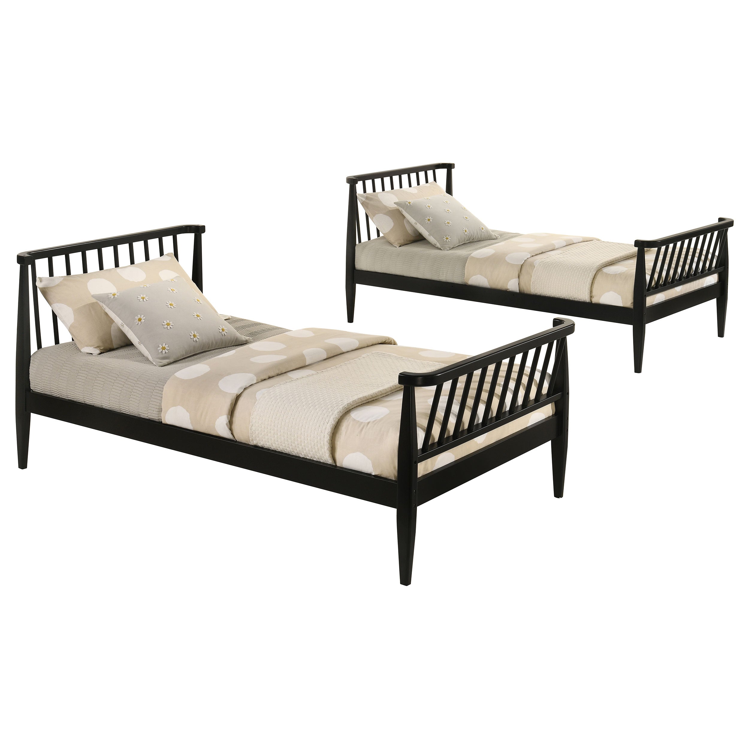 Abram Windsor Twin Over Twin Wood Bunk Bed with Ladder Black — view 6