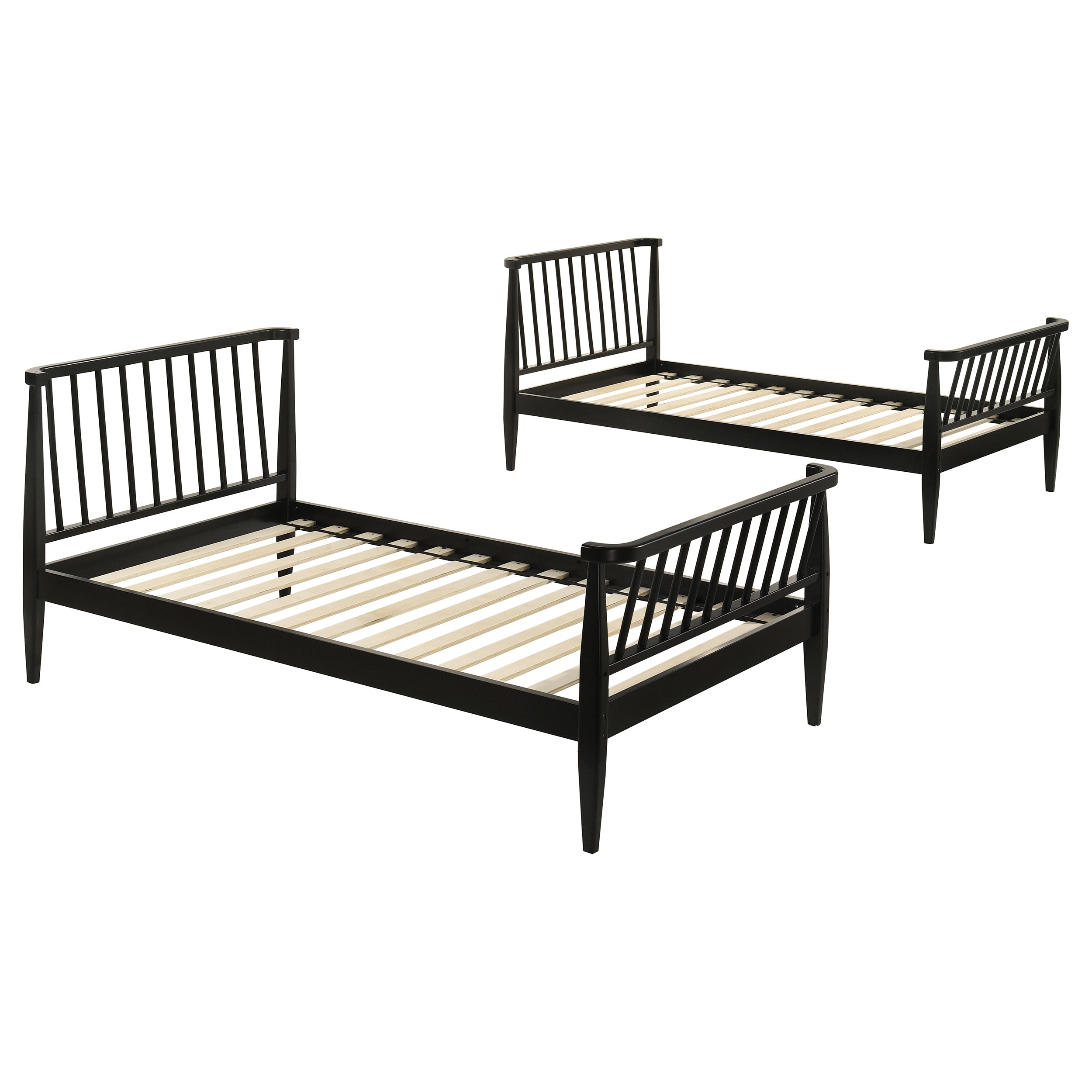 Abram Windsor Twin Over Twin Wood Bunk Bed with Ladder Black — view 7