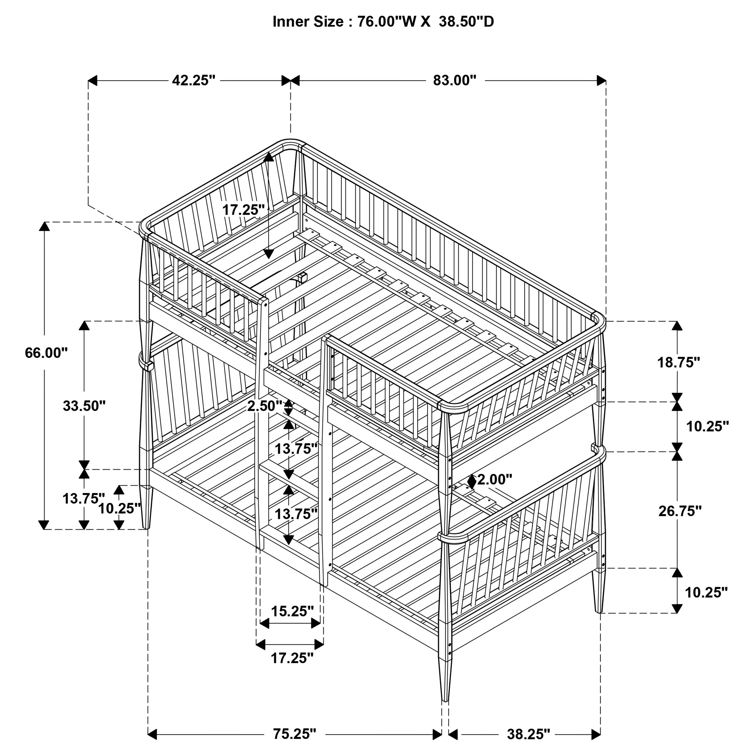 Abram Windsor Twin Over Twin Wood Bunk Bed with Ladder Black — view 9