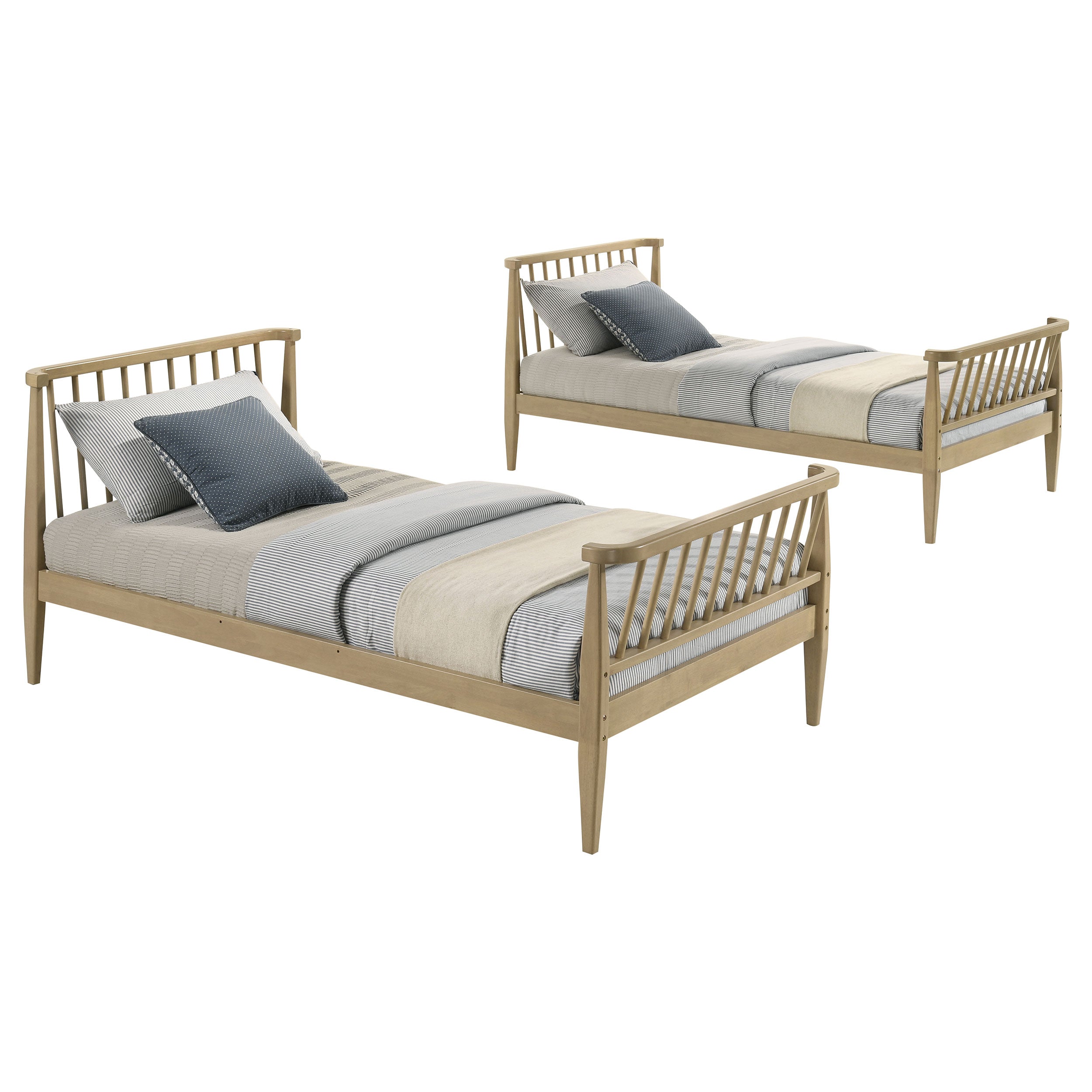 Abram Windsor Twin Over Twin Wood Bunk Bed with Ladder Almond — view 6