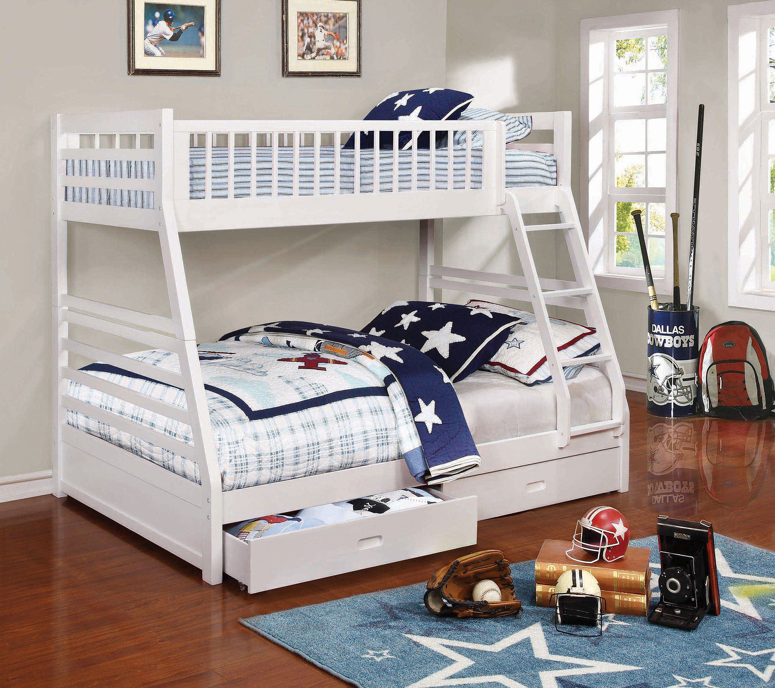 Ashton 2-drawer Wood Twin Over Full Bunk Bed White — view 2