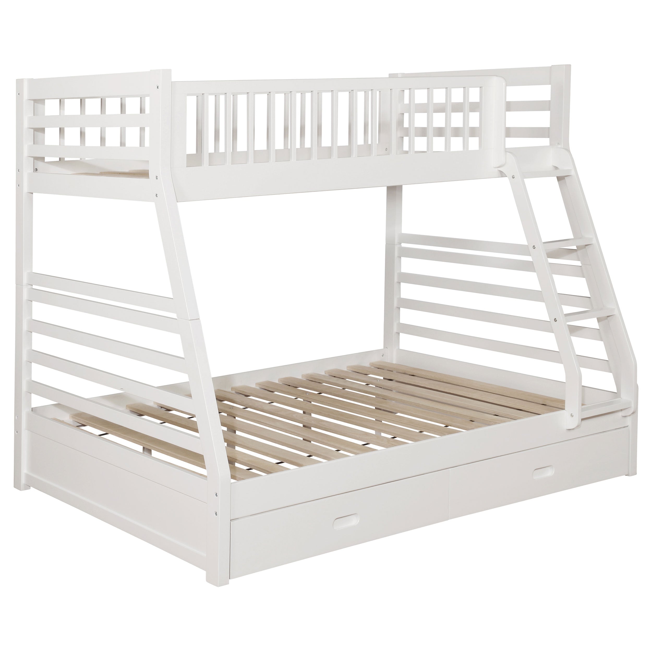 Ashton 2-drawer Wood Twin Over Full Bunk Bed White — view 1