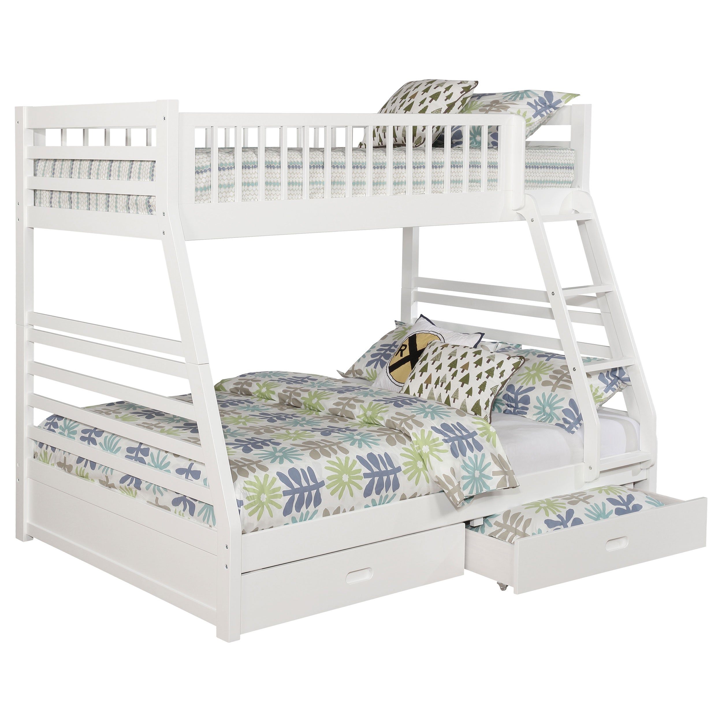 Ashton 2-drawer Wood Twin Over Full Bunk Bed White — view 3