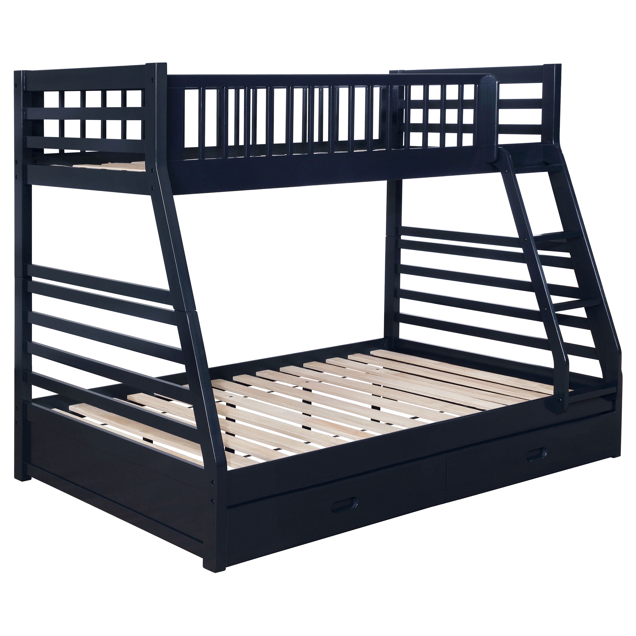 Ashton 2-drawer Wood Twin Over Full Bunk Bed Navy Blue — view 1