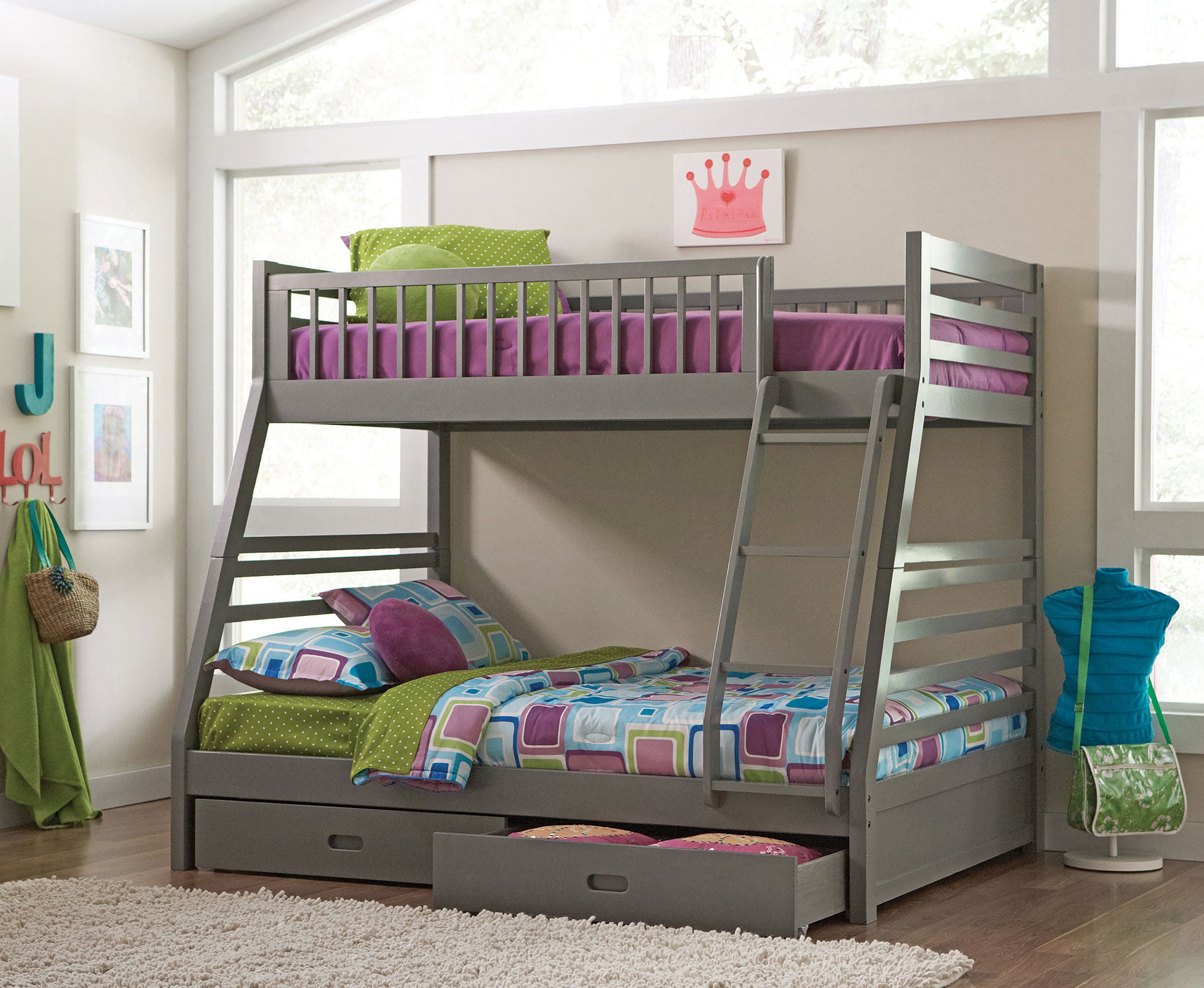 Ashton 2-drawer Wood Twin Over Full Bunk Bed Grey — view 2