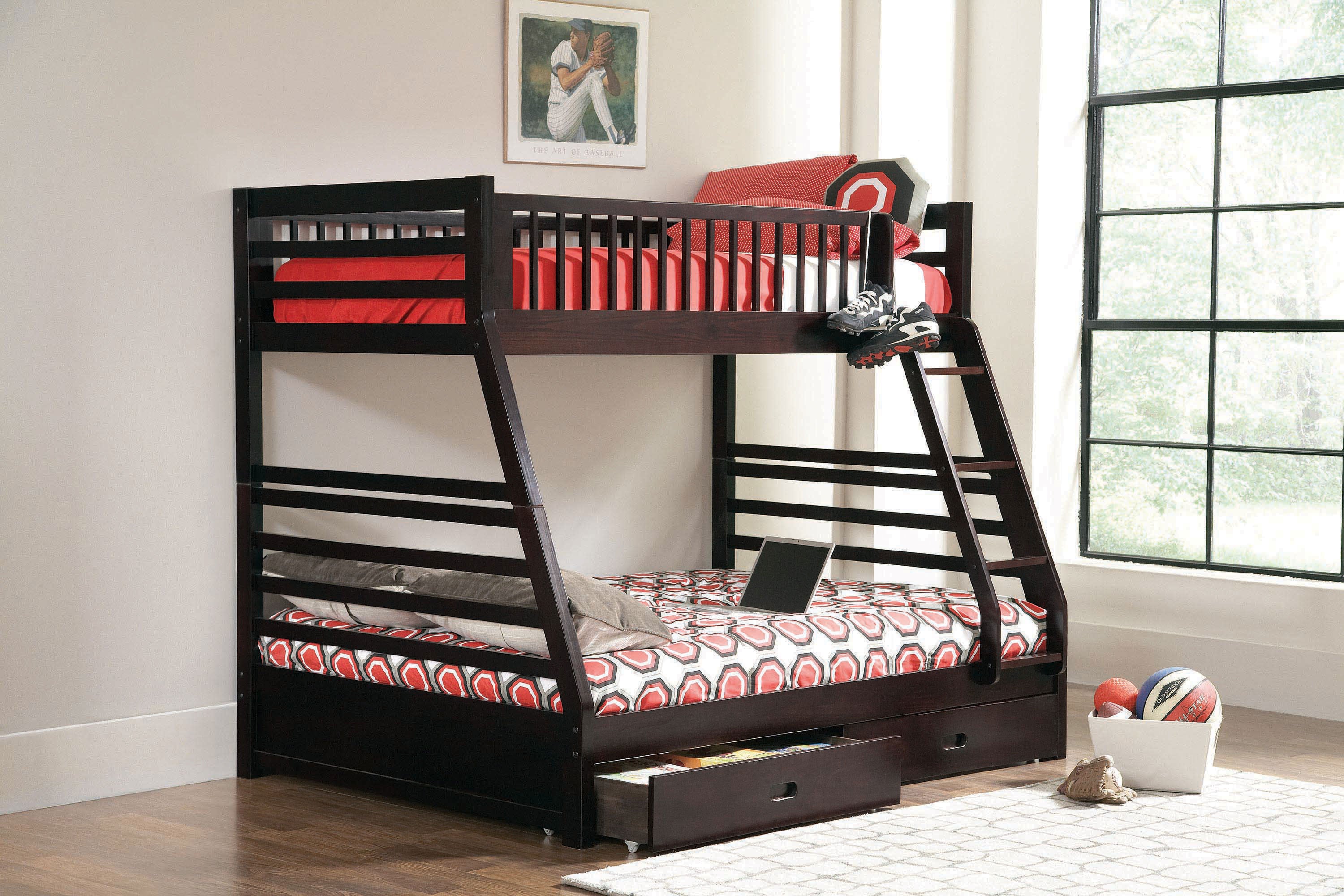 Ashton 2-drawer Wood Twin Over Full Bunk Bed Cappuccino — view 2