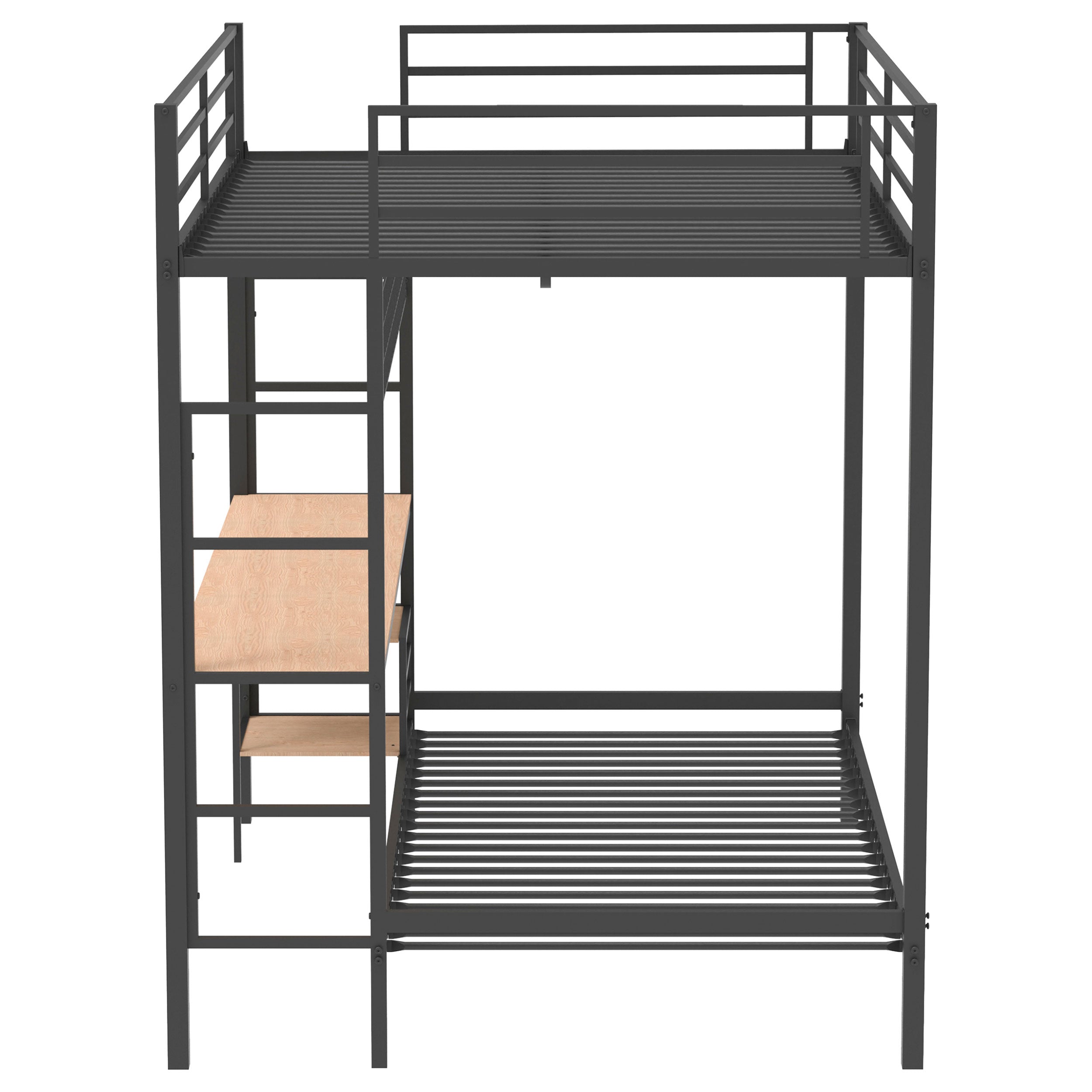 Bettoni Metal Full Over Twin Workstation Bunk Bed Matte Black — view 5