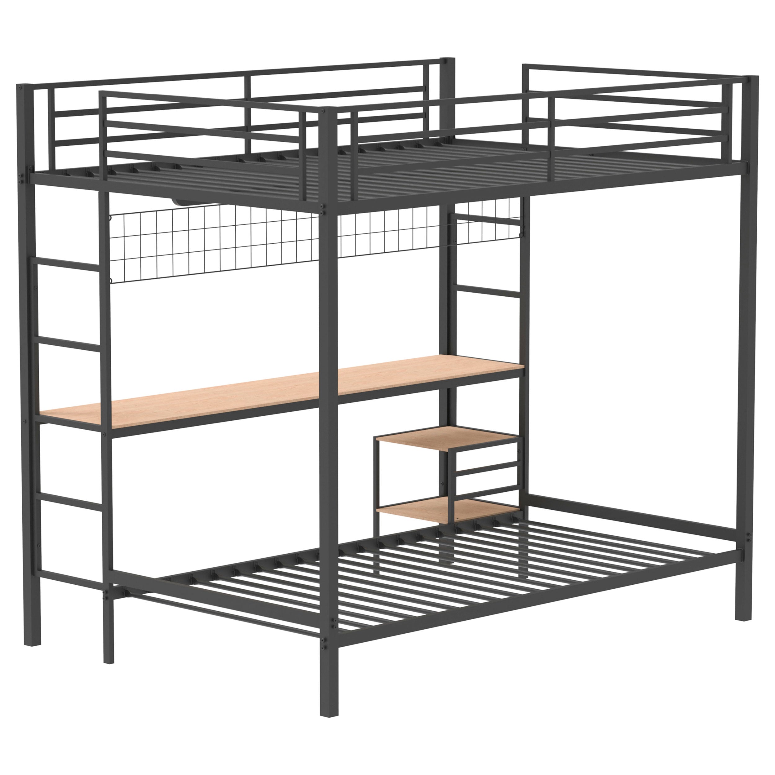 Bettoni Metal Full Over Twin Workstation Bunk Bed Matte Black — view 6