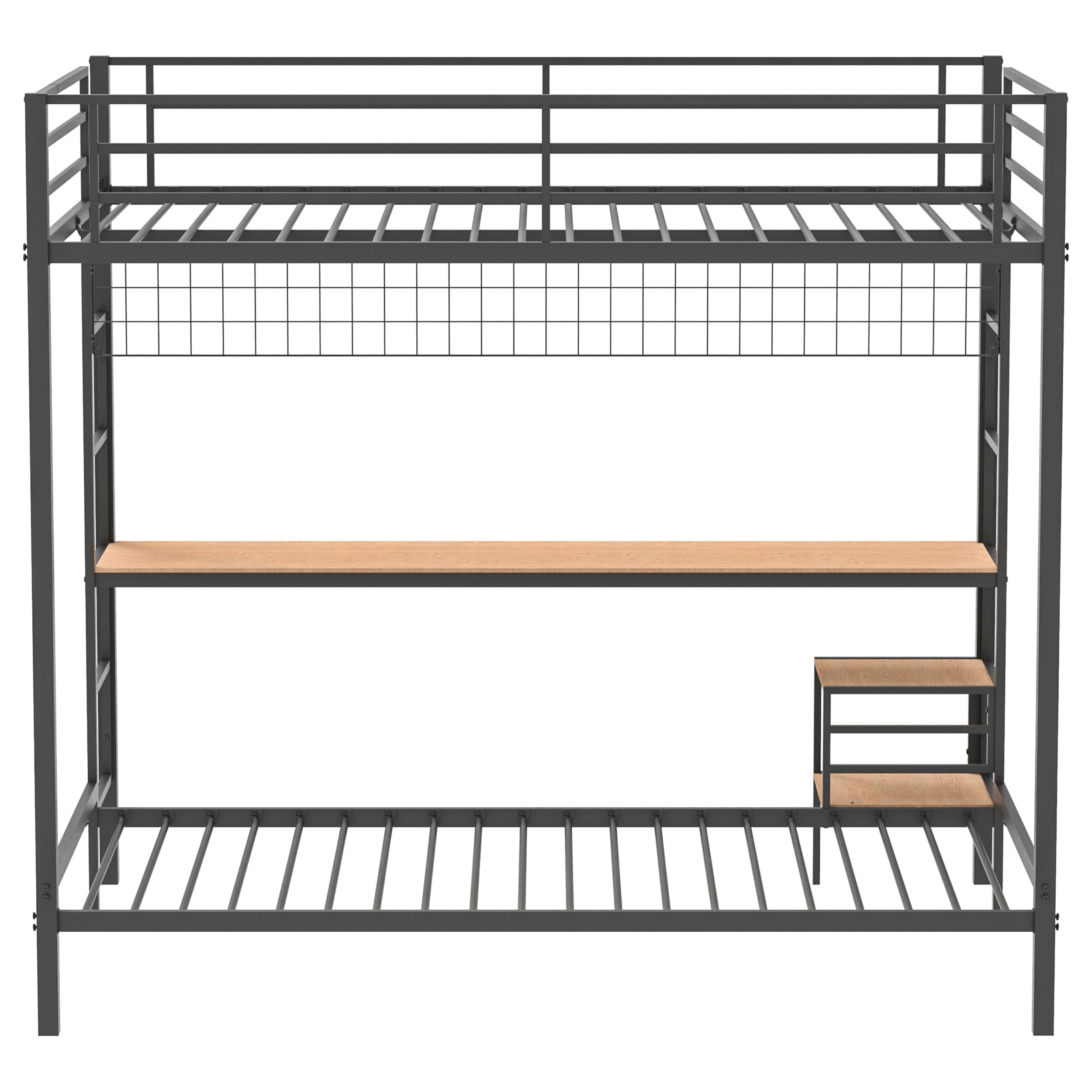 Bettoni Metal Full Over Twin Workstation Bunk Bed Matte Black — view 7