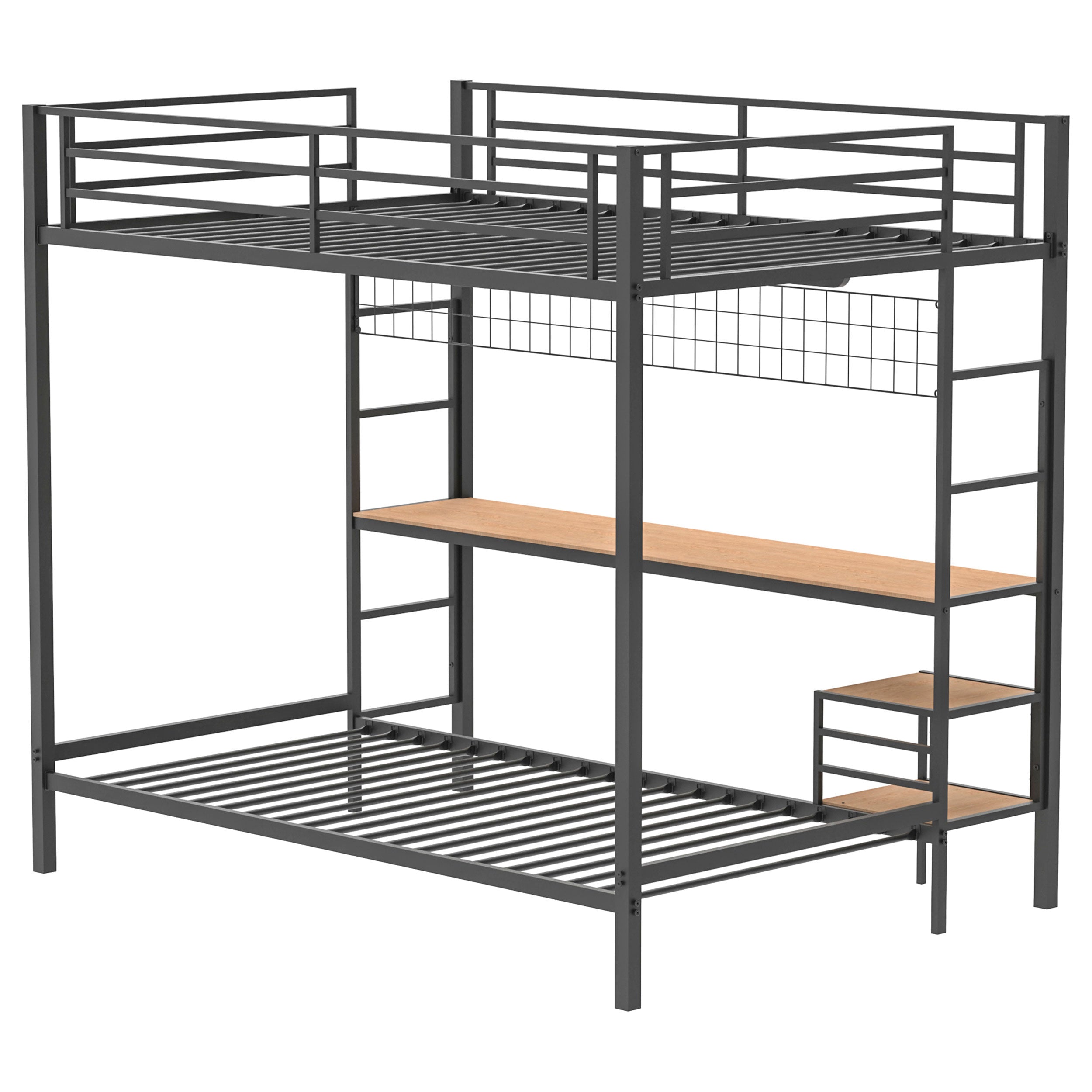 Bettoni Metal Full Over Twin Workstation Bunk Bed Matte Black — view 8