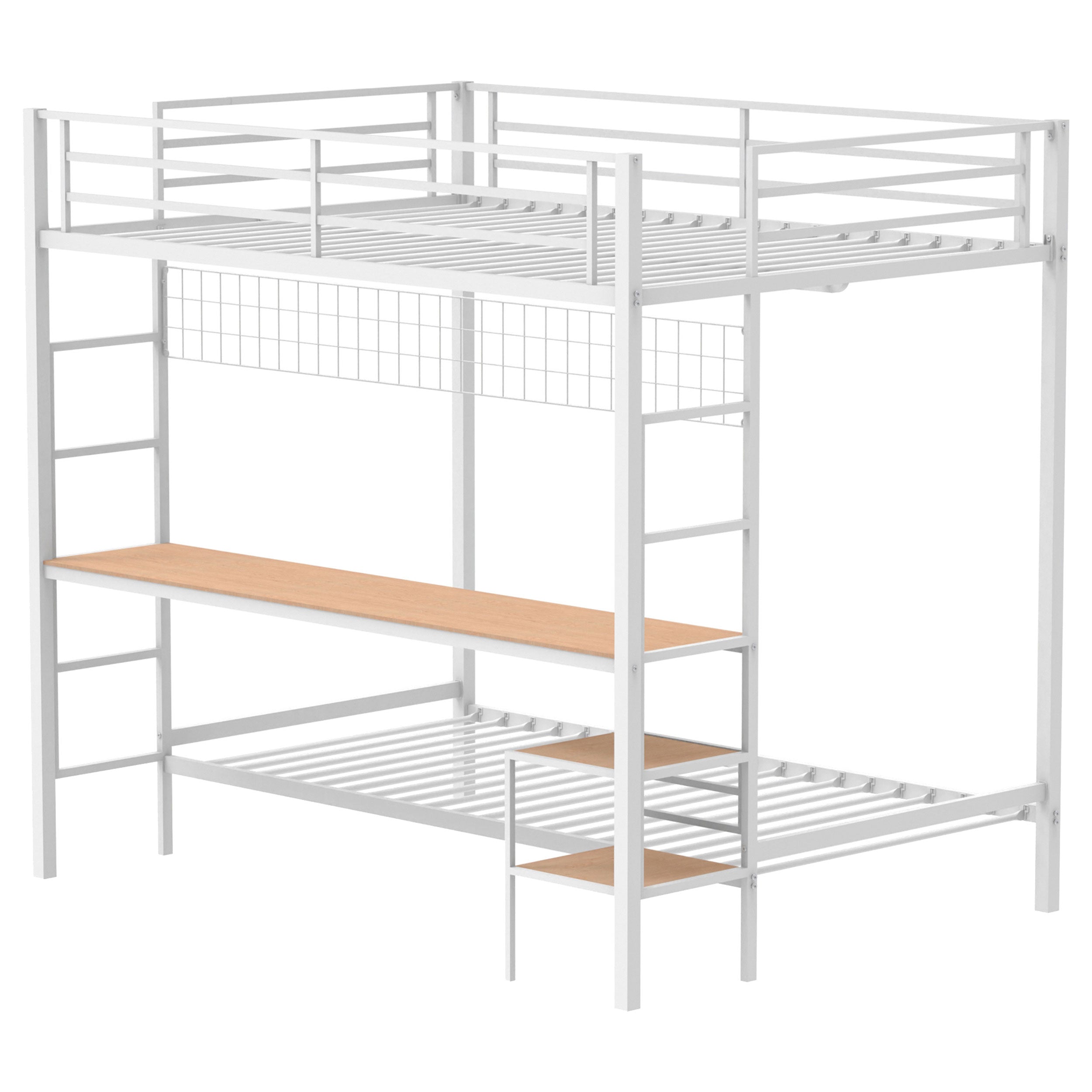 Bettoni Metal Full Over Twin Workstation Bunk Bed Matte White — view 4