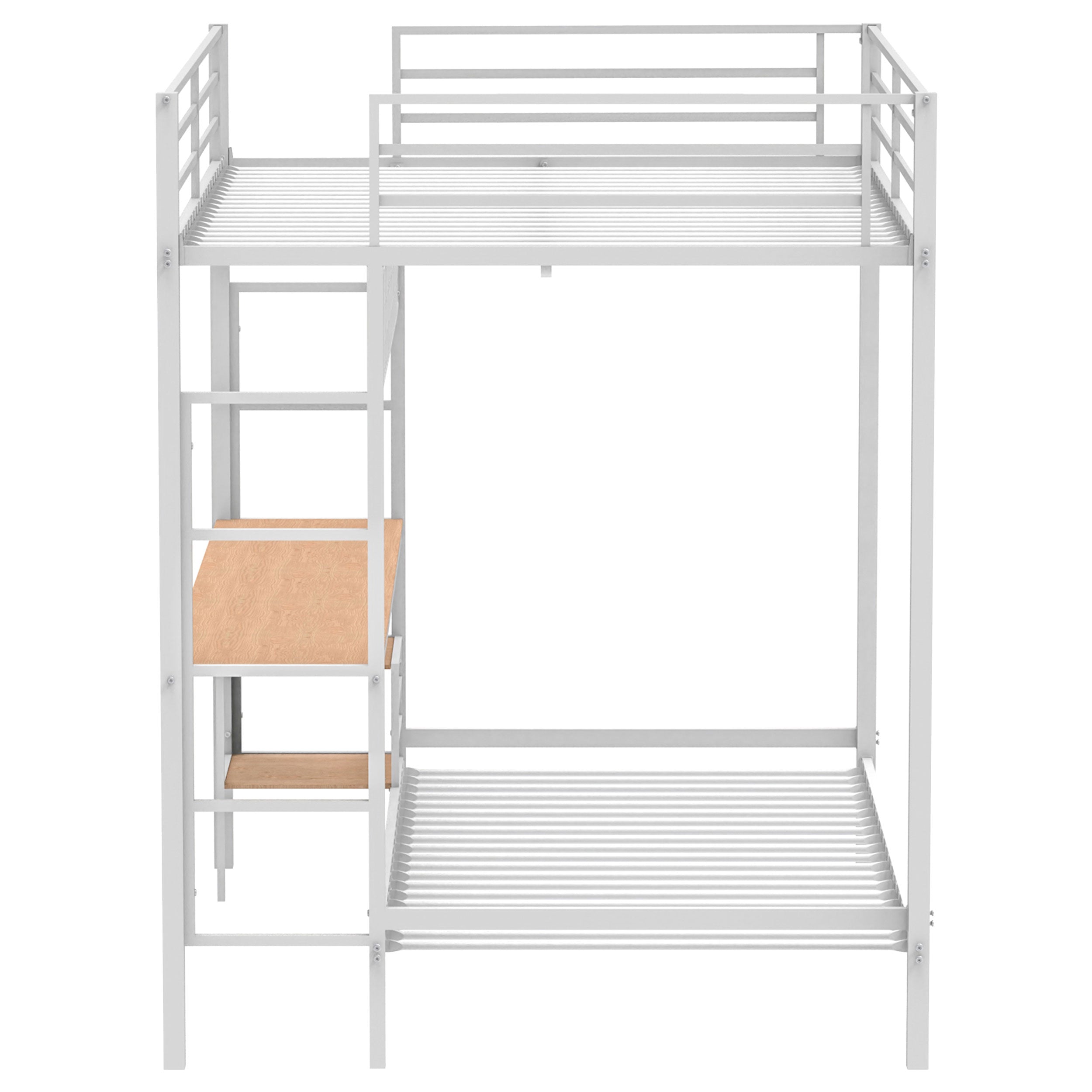 Bettoni Metal Full Over Twin Workstation Bunk Bed Matte White — view 5