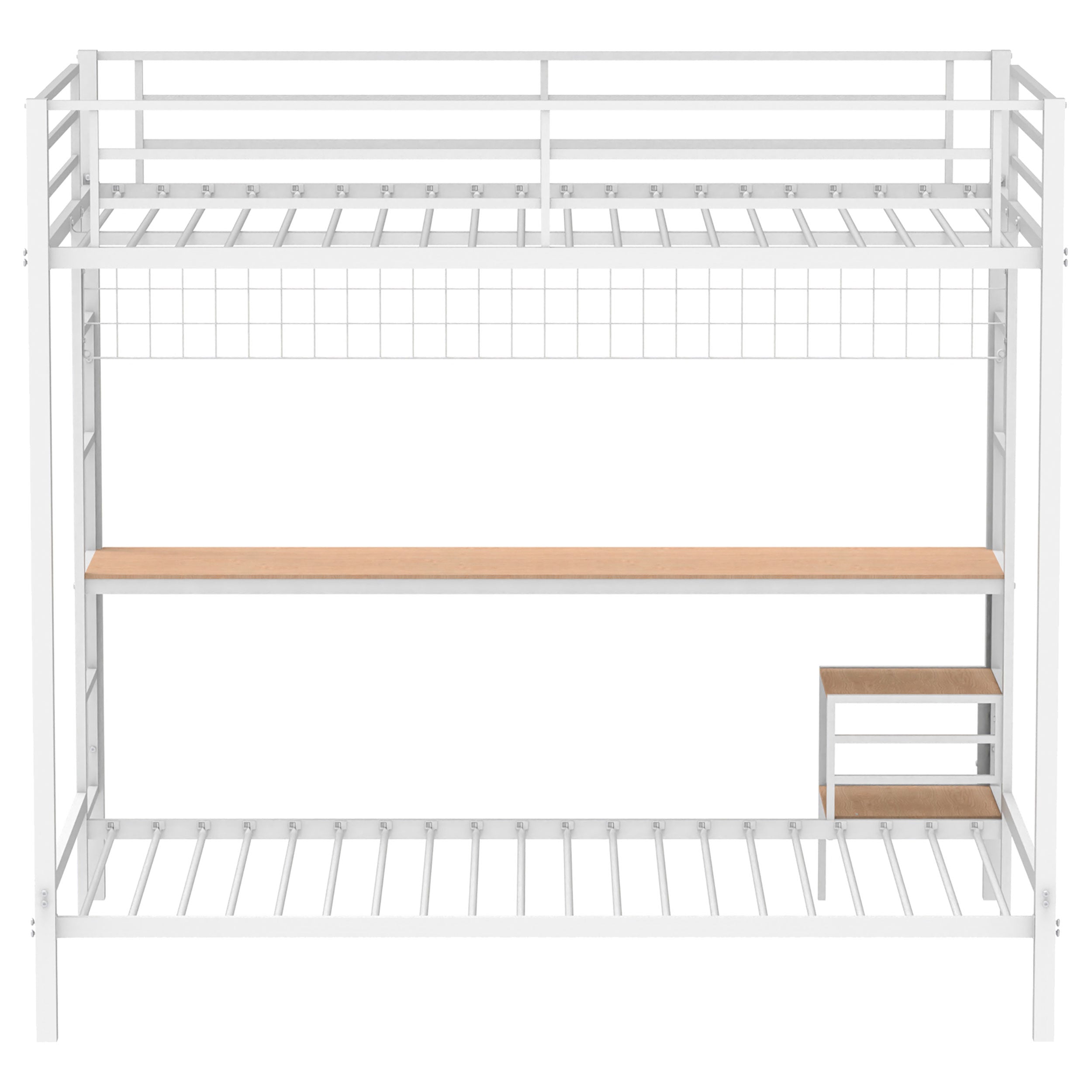Bettoni Metal Full Over Twin Workstation Bunk Bed Matte White — view 7