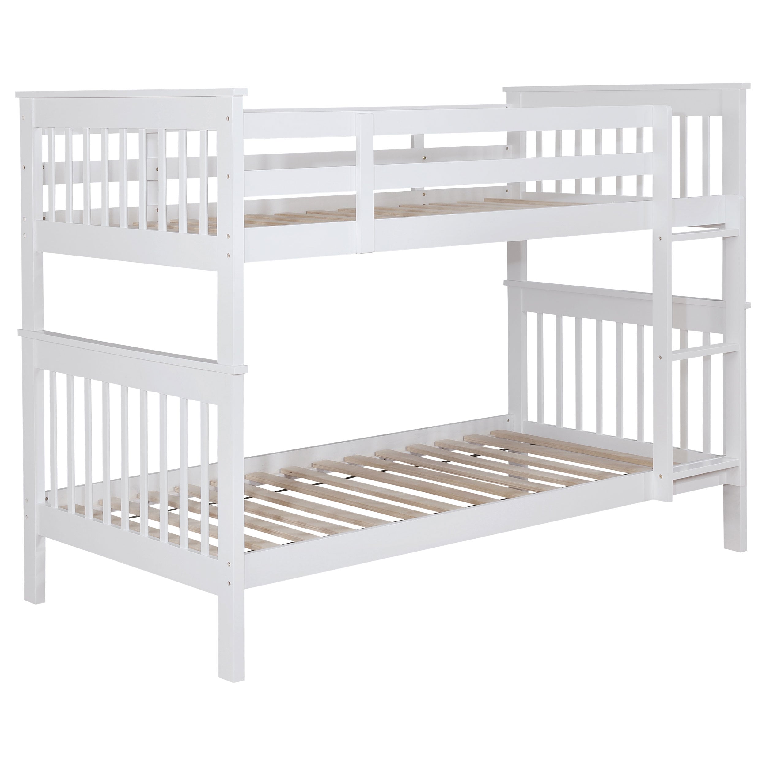 Chapman Wood Twin Over Twin Bunk Bed with Mattress White — view 3