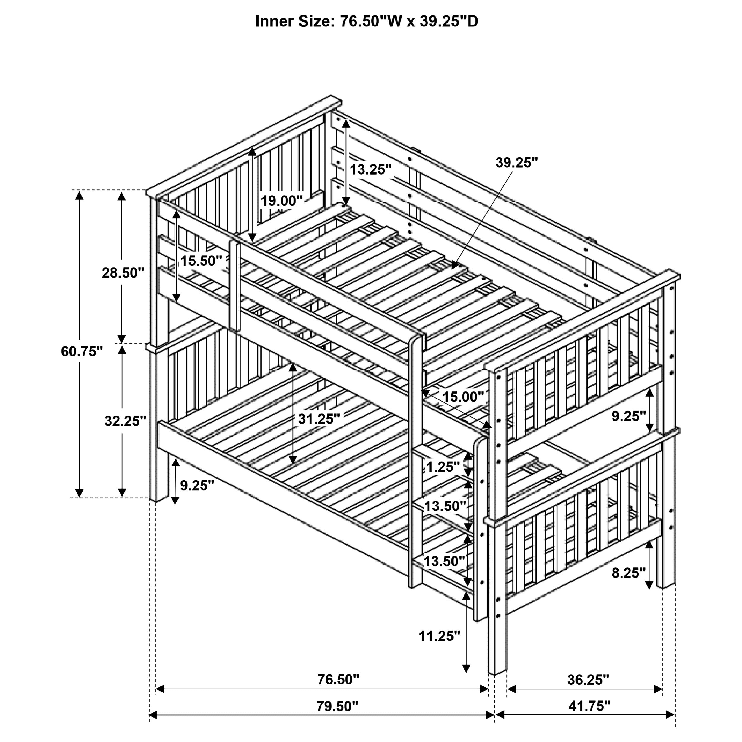Chapman Wood Twin Over Twin Bunk Bed White — view 5