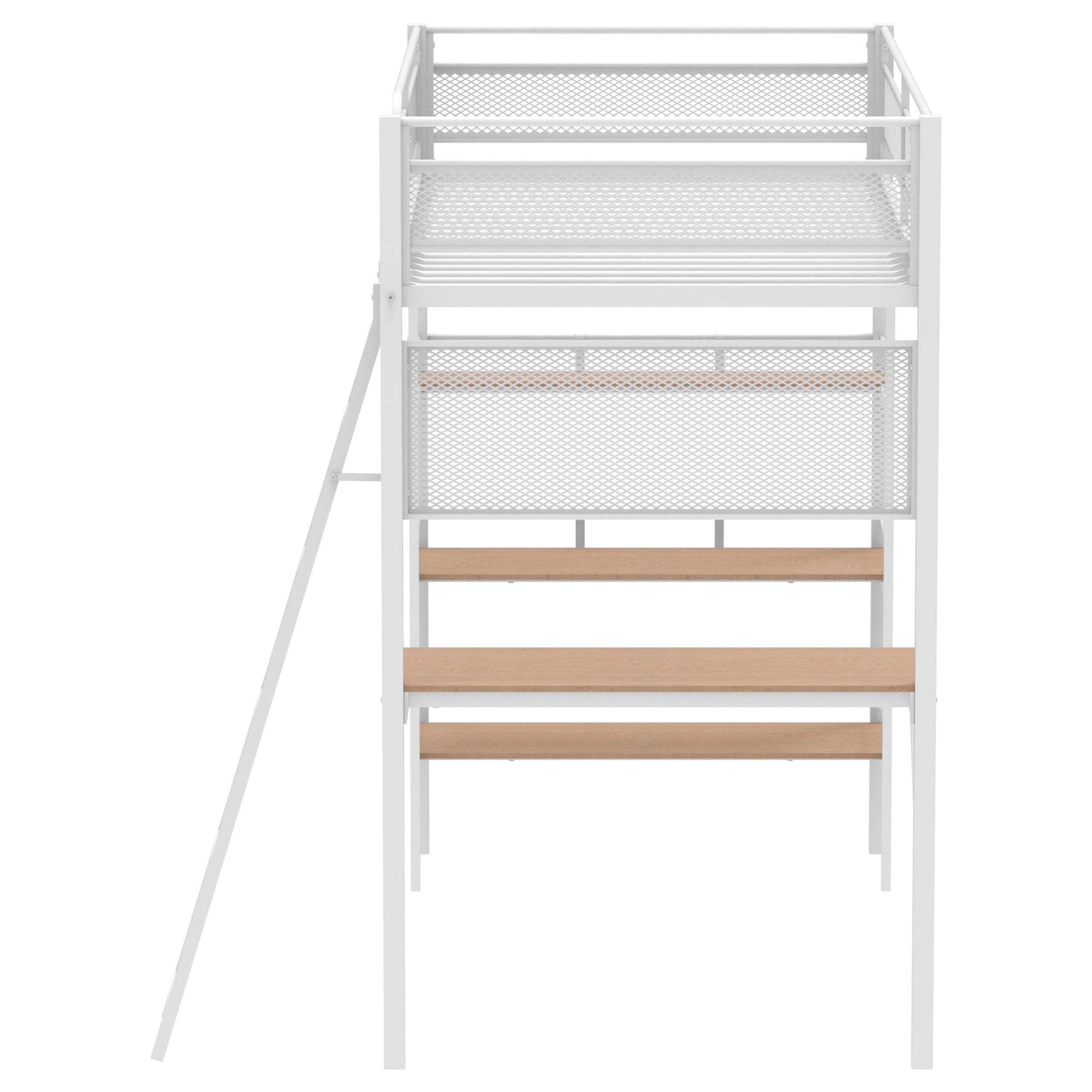 Campus 3-shelf Metal Twin Workstation Loft Bed Matte White — view 6