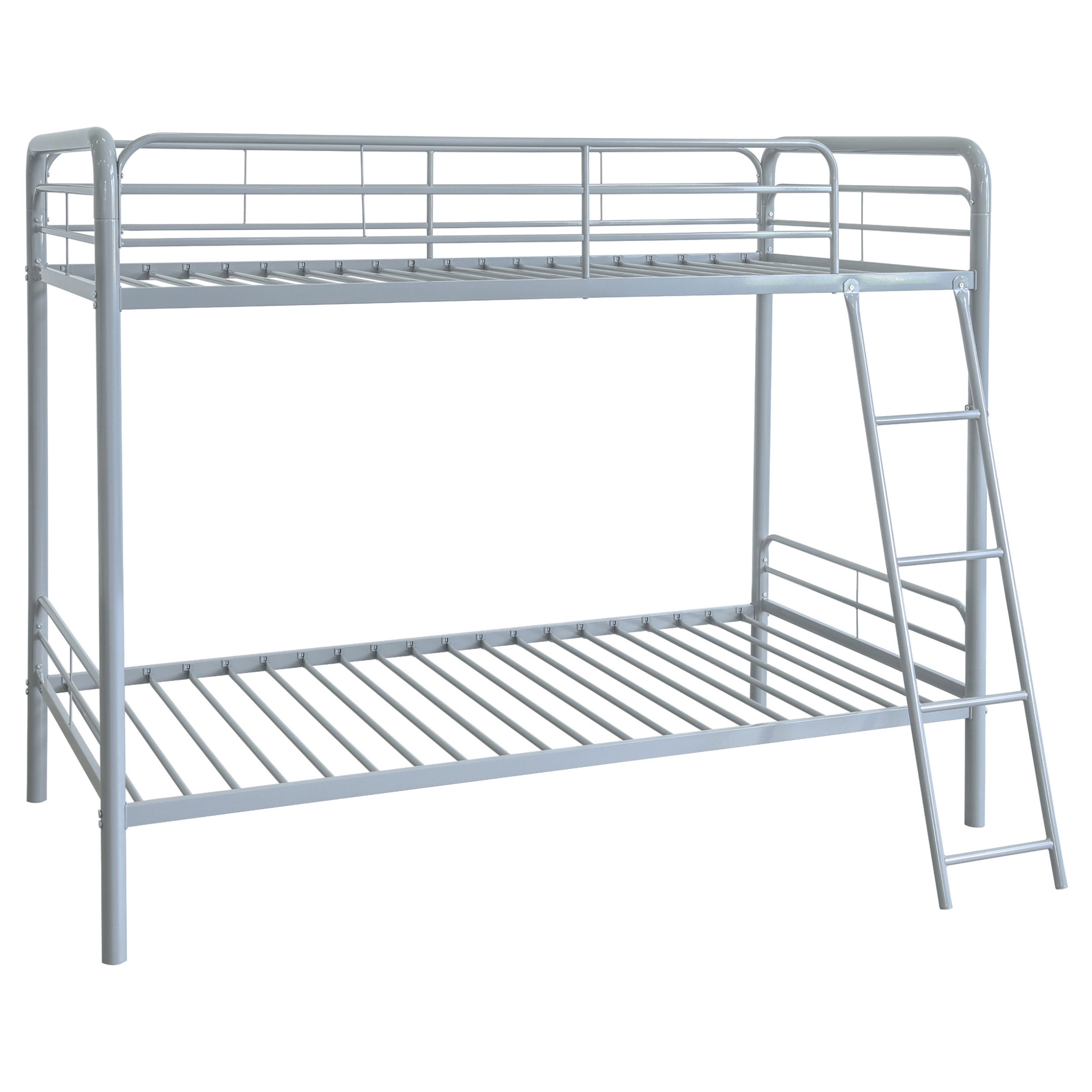 Carson Metal Twin Over Twin Bunk Bed Glossy Silver — view 1