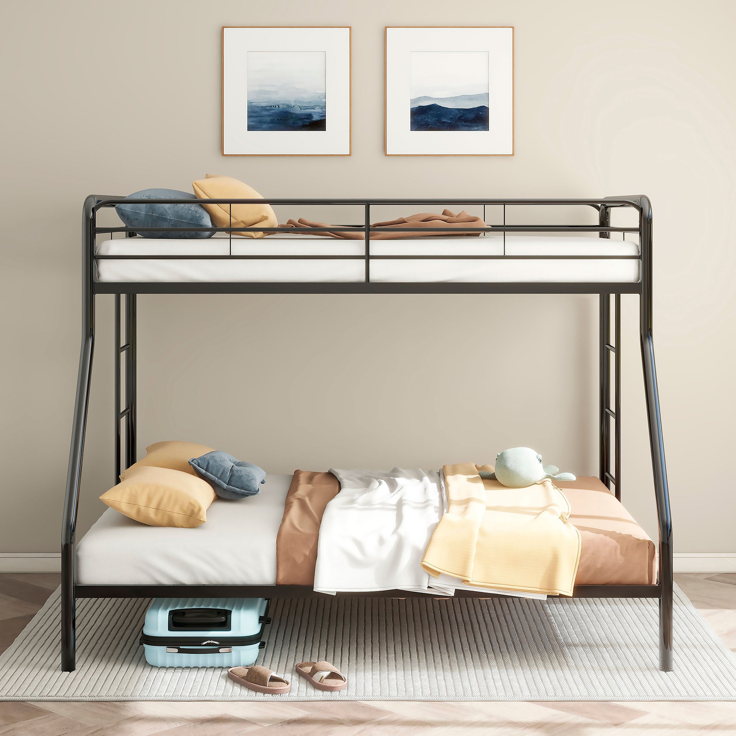 Carson Metal Twin Over Full Bunk Bed Glossy Black — view 3