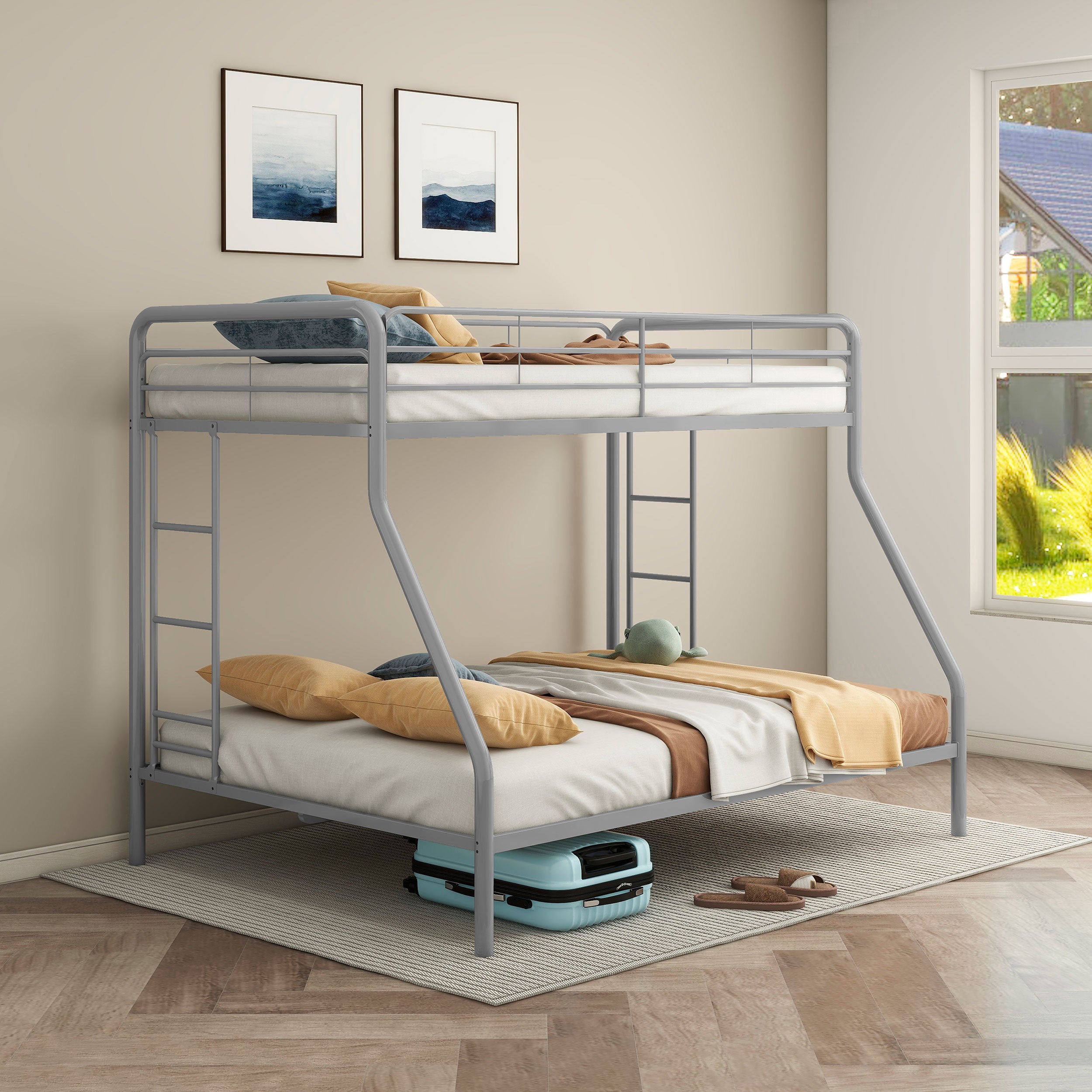 Carson Metal Twin Over Full Bunk Bed Glossy Silver — view 2