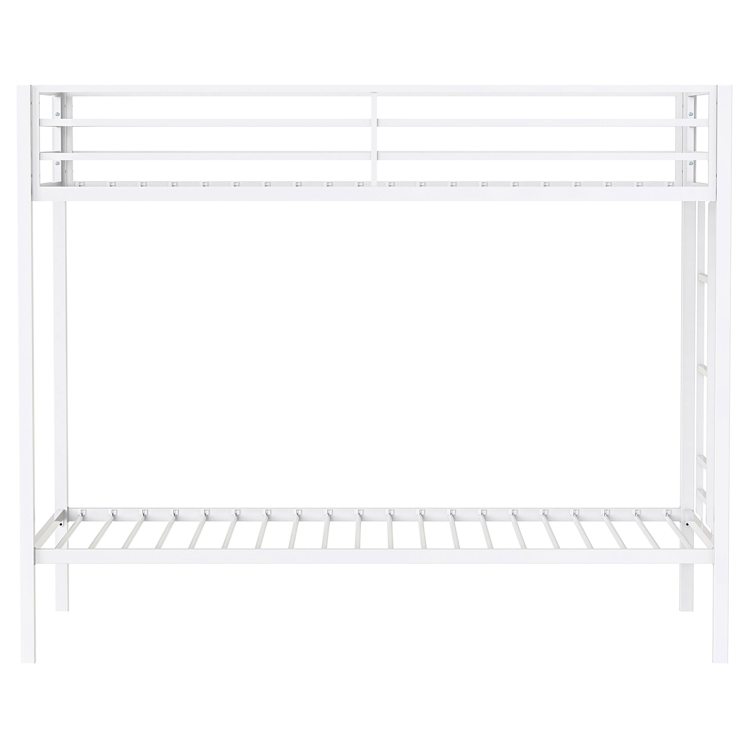 Alevera Metal Twin Over Twin Bunk Bed with Ladder White — view 4