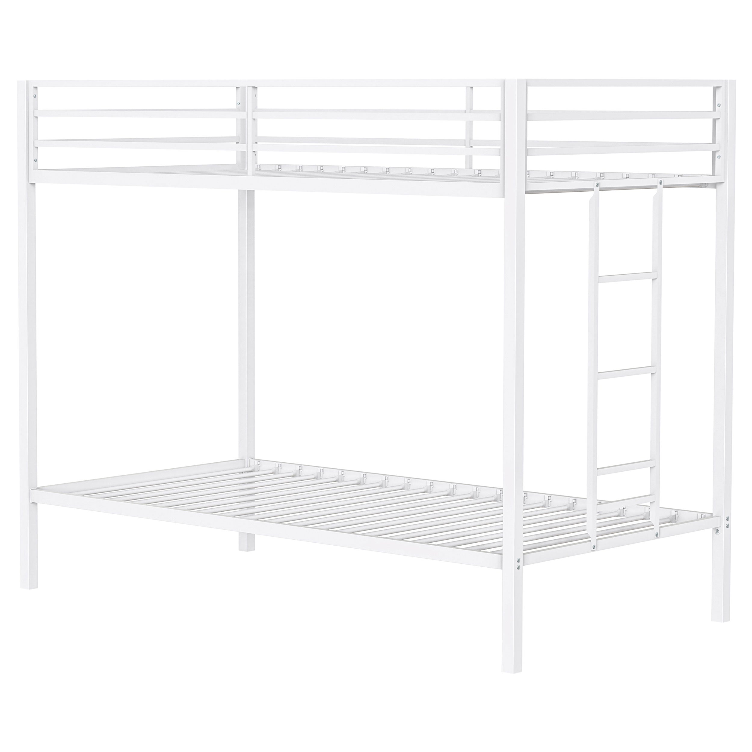 Alevera Metal Twin Over Twin Bunk Bed with Ladder White — view 5