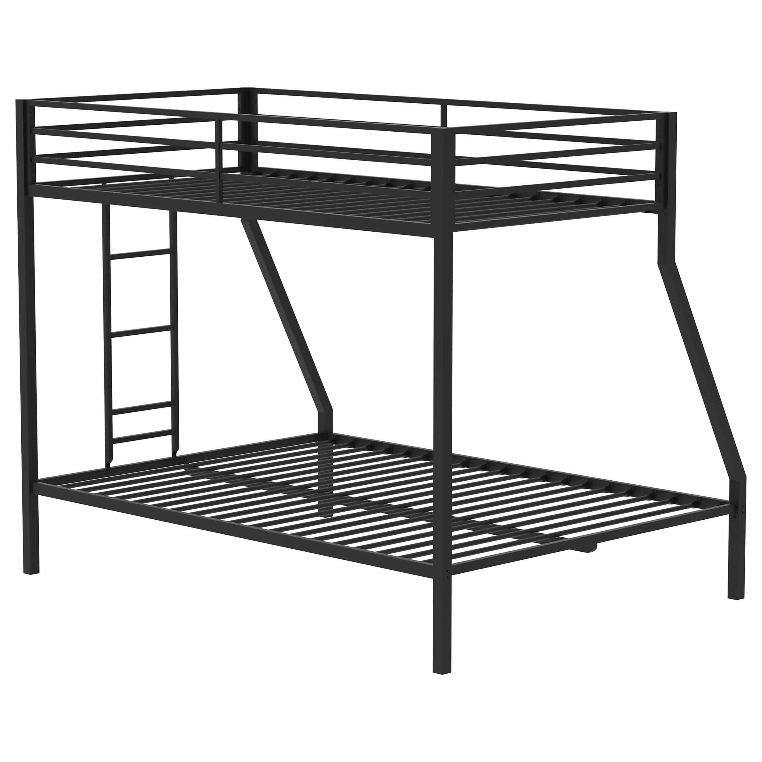 Alevera Metal Twin Over Full Bunk Bed with Ladder Black — view 7