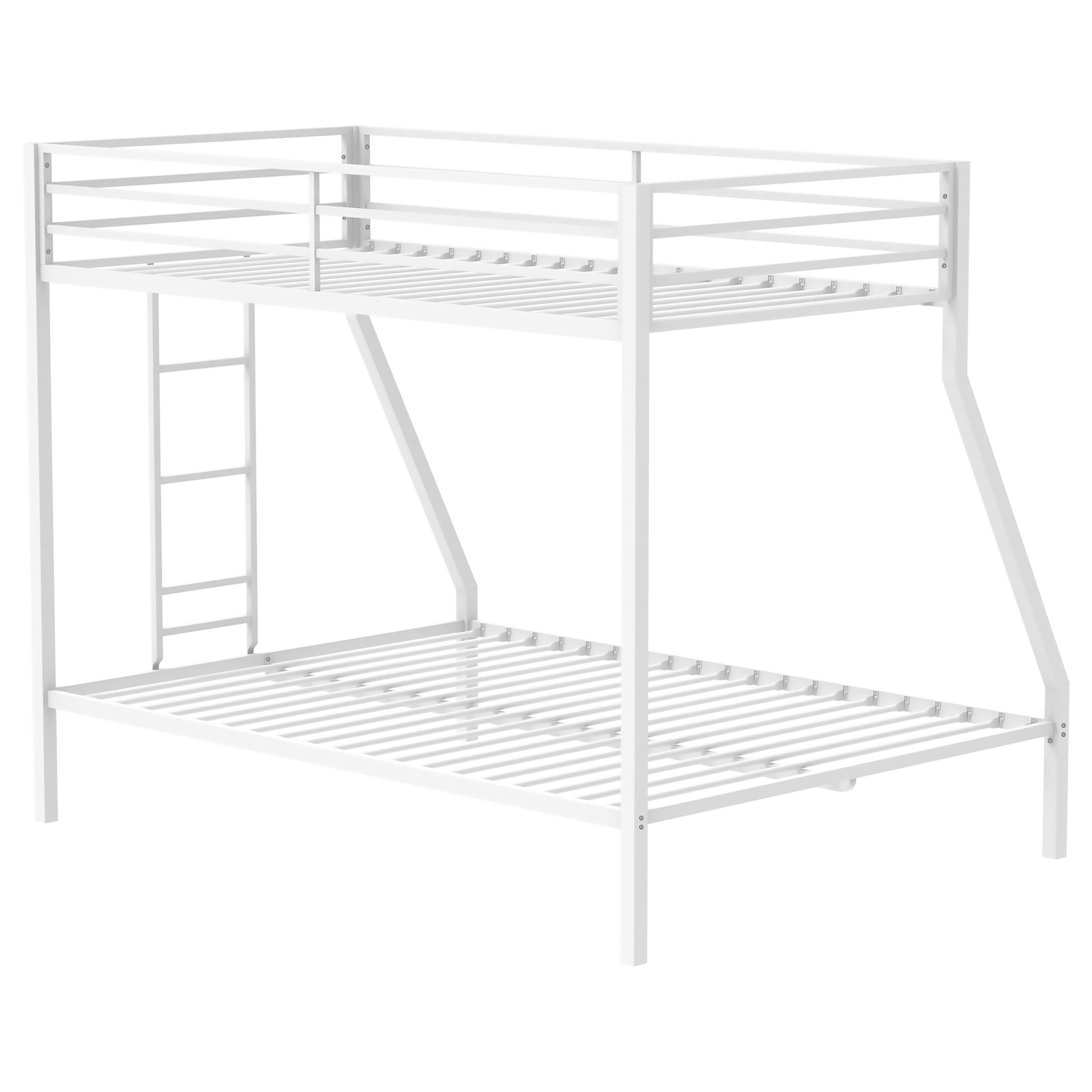 Alevera Metal Twin Over Full Bunk Bed with Ladder White — view 7