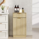 Tilt Out Trash Can Cabinet With Wave Textured Drawer & Pull Out Bin