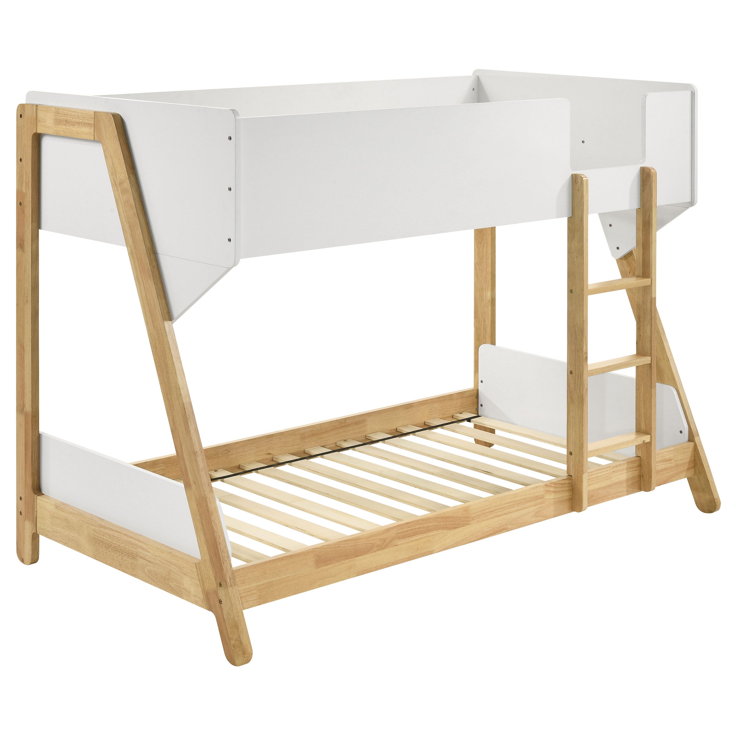 Wyatt Wood Twin Over Twin Bunk Bed White and Natural — view 1