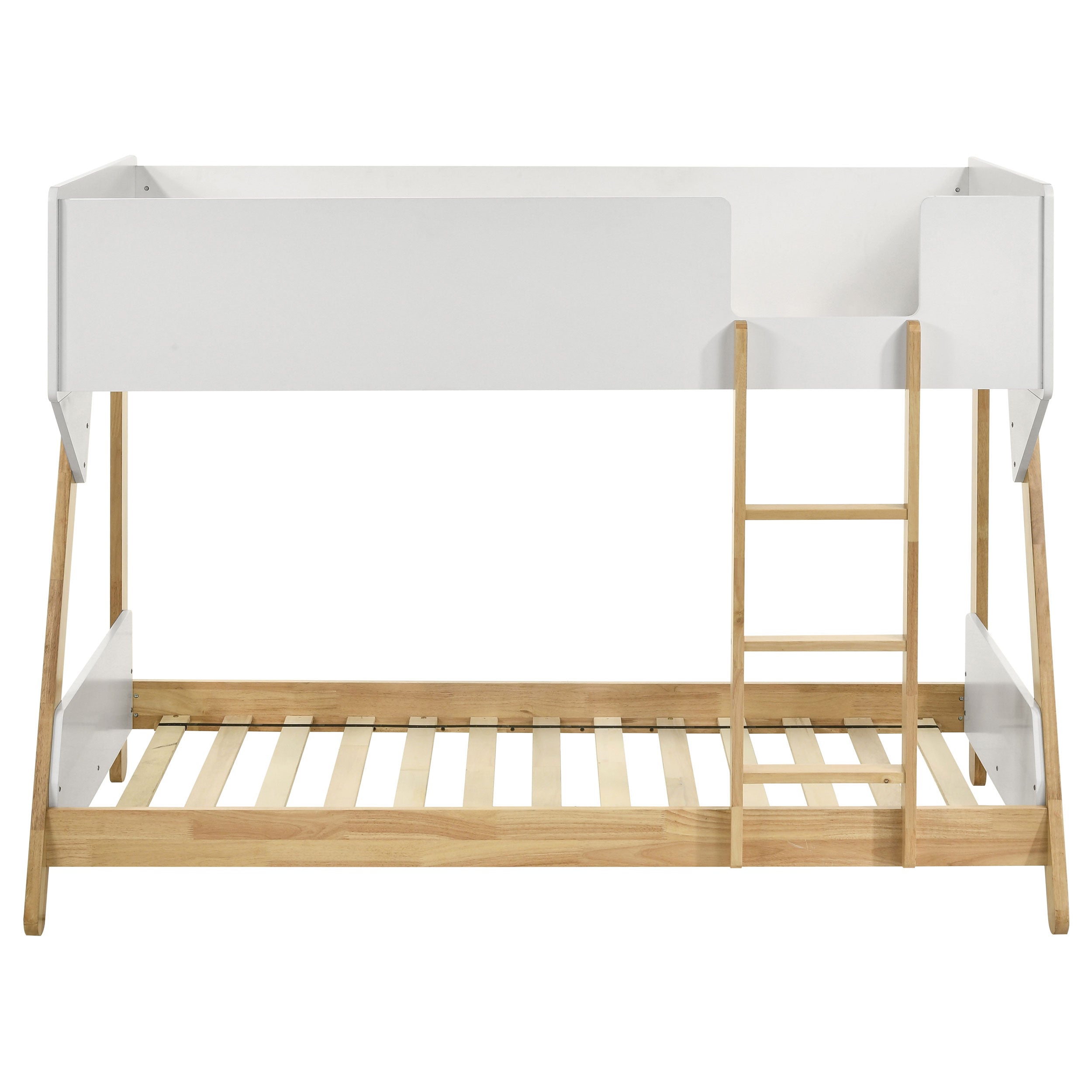 Wyatt Wood Twin Over Twin Bunk Bed White and Natural — view 4