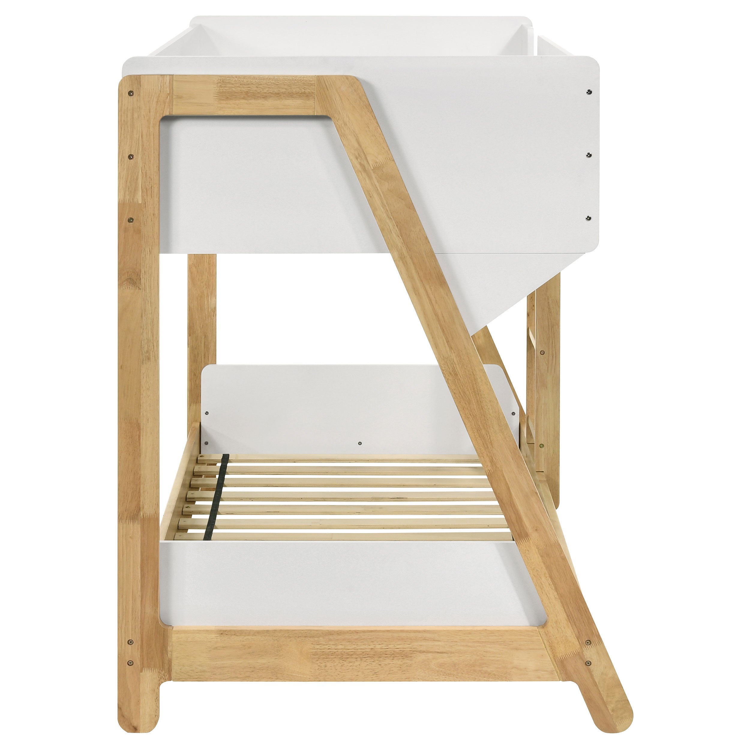 Wyatt Wood Twin Over Twin Bunk Bed White and Natural — view 6