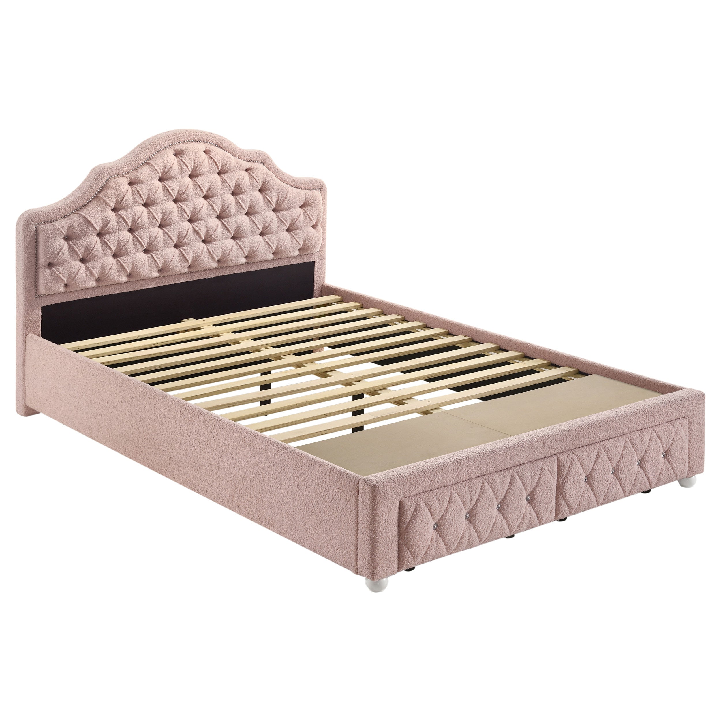 Ashleigh 44-inch Upholstered Full Storage Platform Bed Pink — view 1