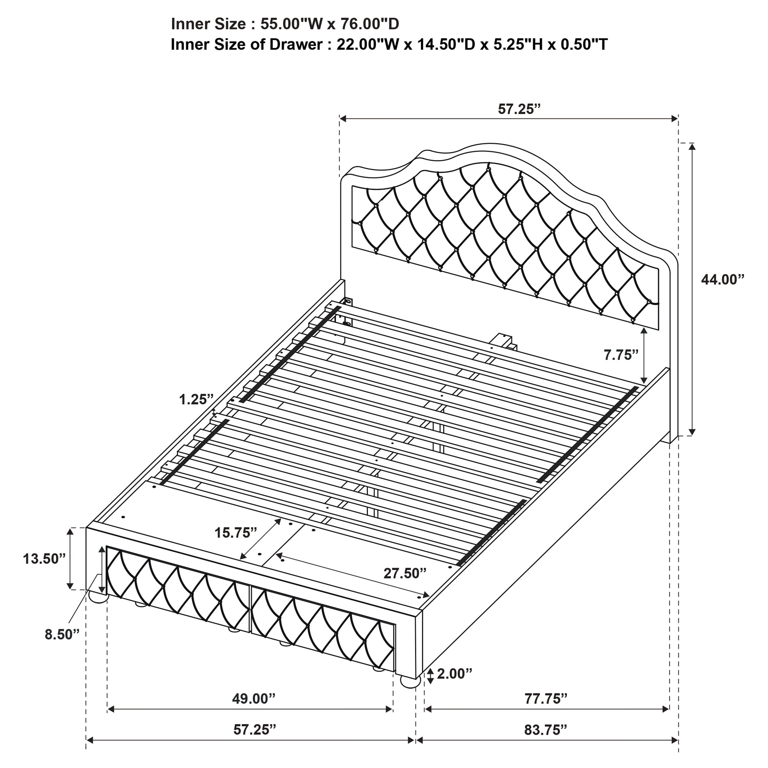 Ashleigh 44-inch Upholstered Full Storage Platform Bed Pink — view 7