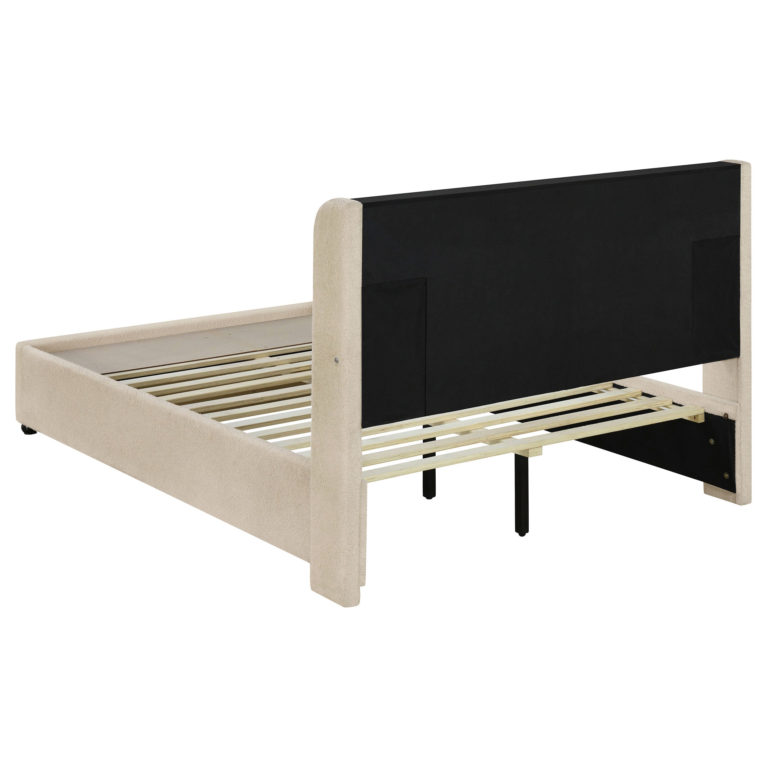 Madison Upholstered LED Full Storage Platform Bed Cream — view 5