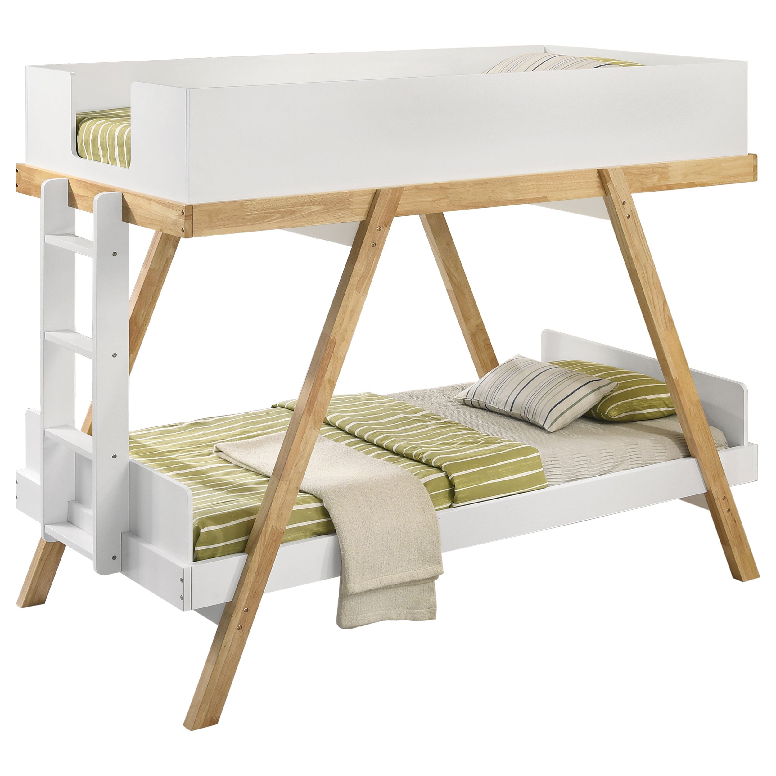 Frankie Twin Over Twin Bunk Bed with 7-inch Mattresses White — view 1