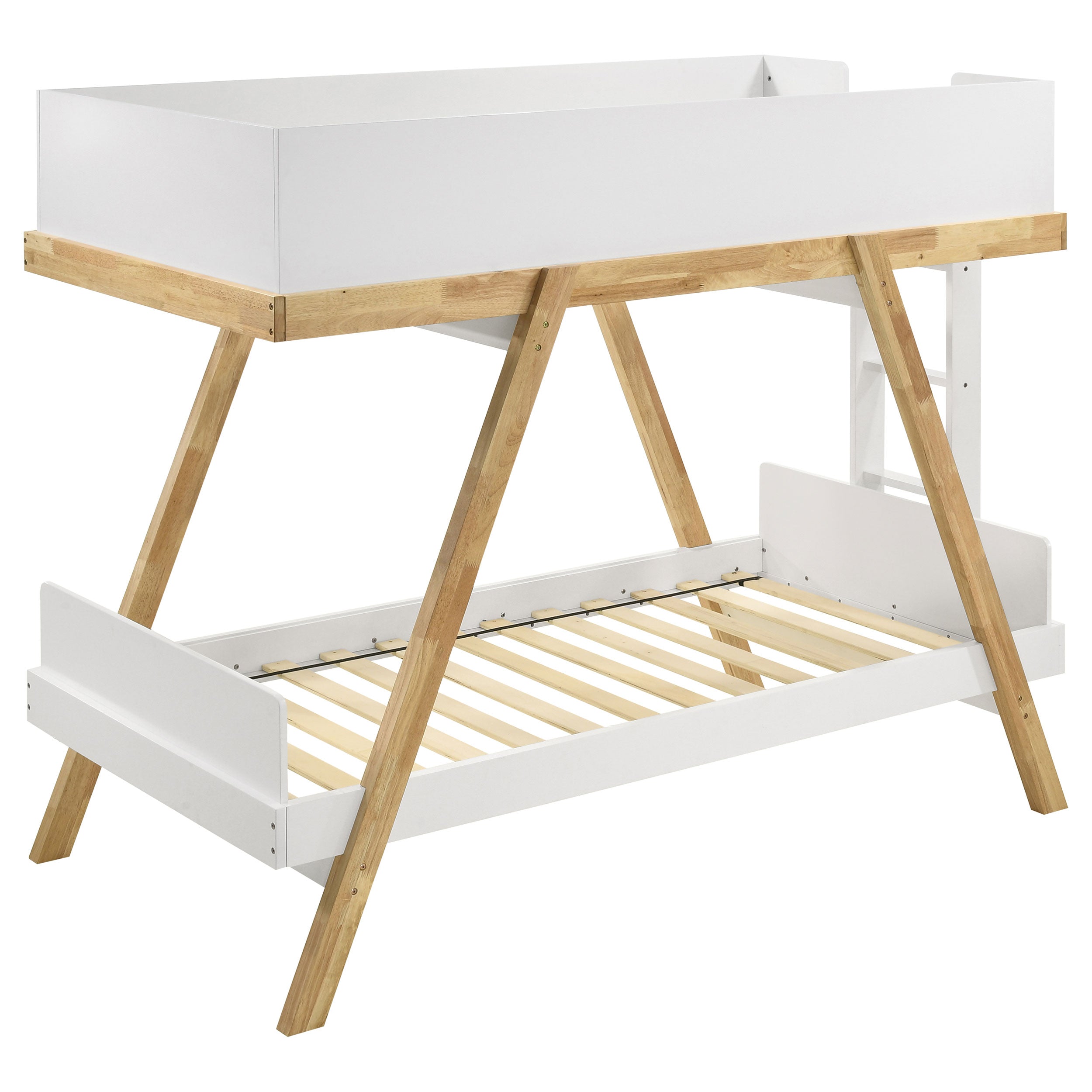 Frankie Wood Twin Over Twin Bunk Bed White and Natural — view 5