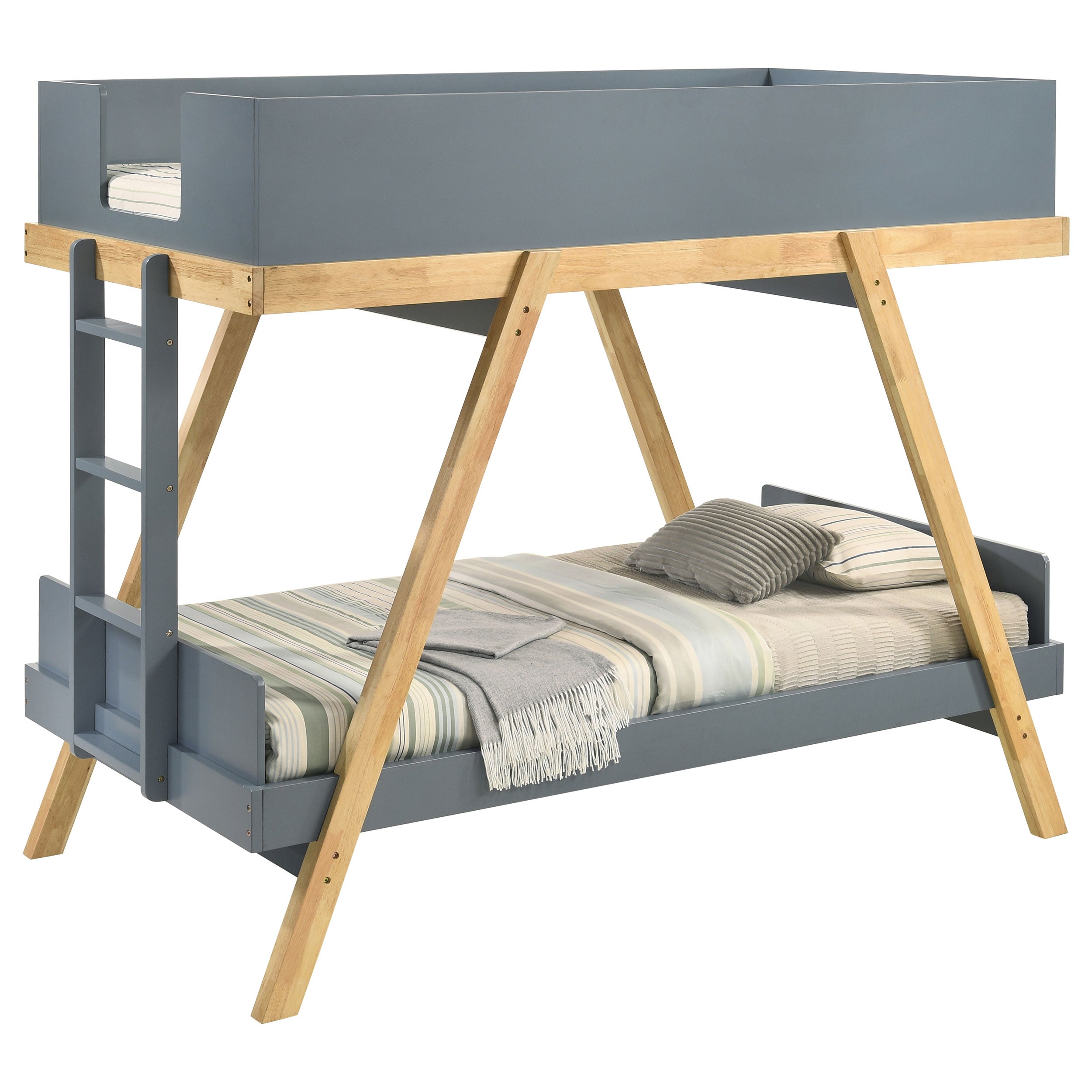 Frankie Twin Over Twin Bunk Bed with 7-inch Mattresses Blue — view 1