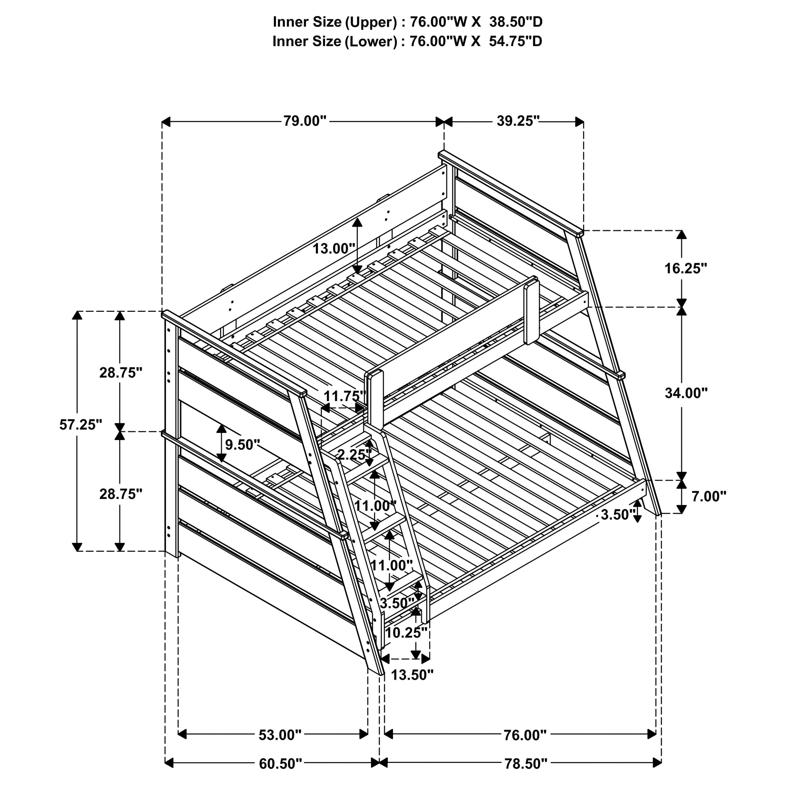 Holden Wood Veneer Twin Over Full Bunk Bed White — view 12