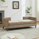 Upholstered Chaise Lounge Indoor With Nailheads, Sleeper Sofa Couch With 4 Throw Pillows & 2 Bolsters, Daybed With Rubberwood Legs
