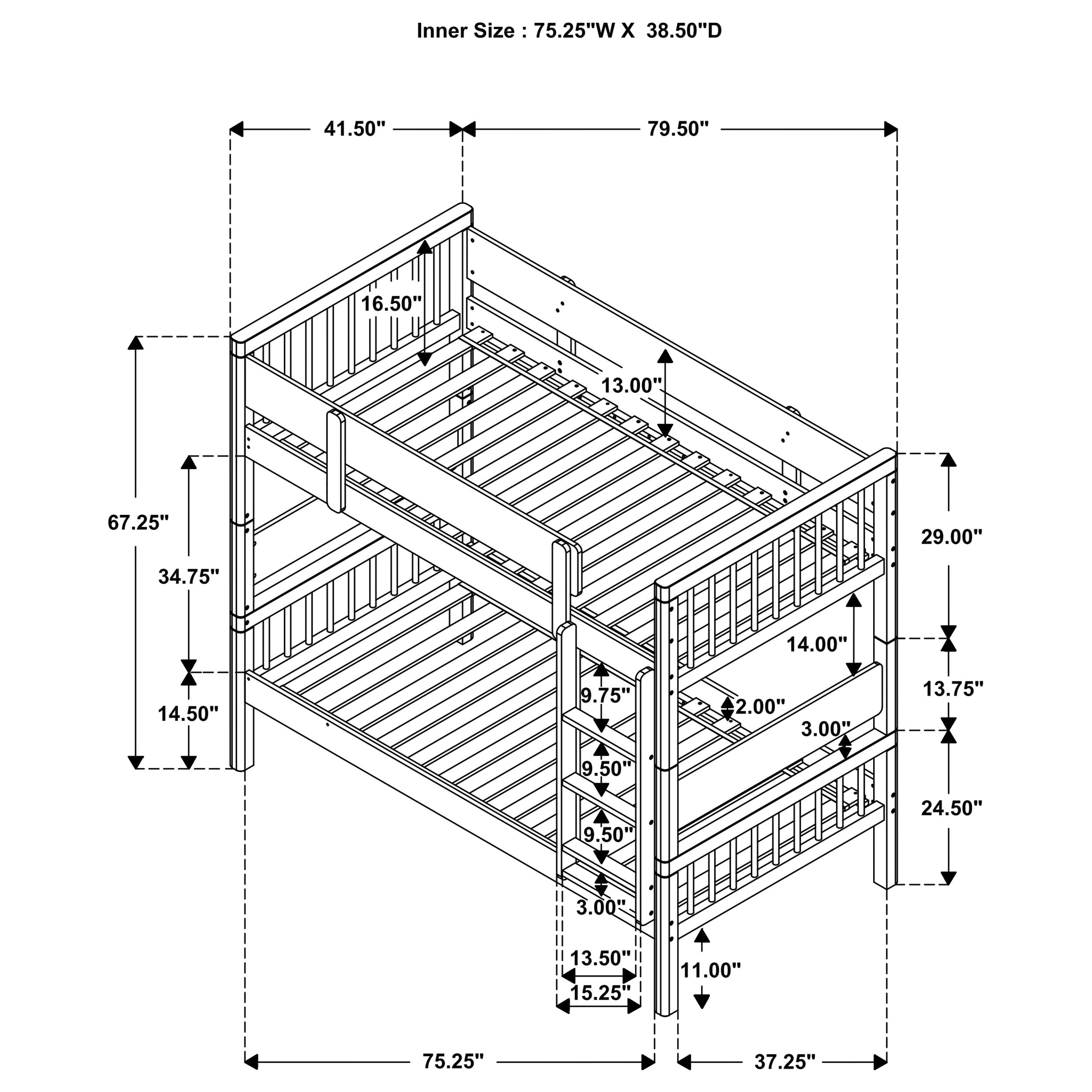 Dakota Wood Twin Over Twin Bunk Bed Natural — view 11