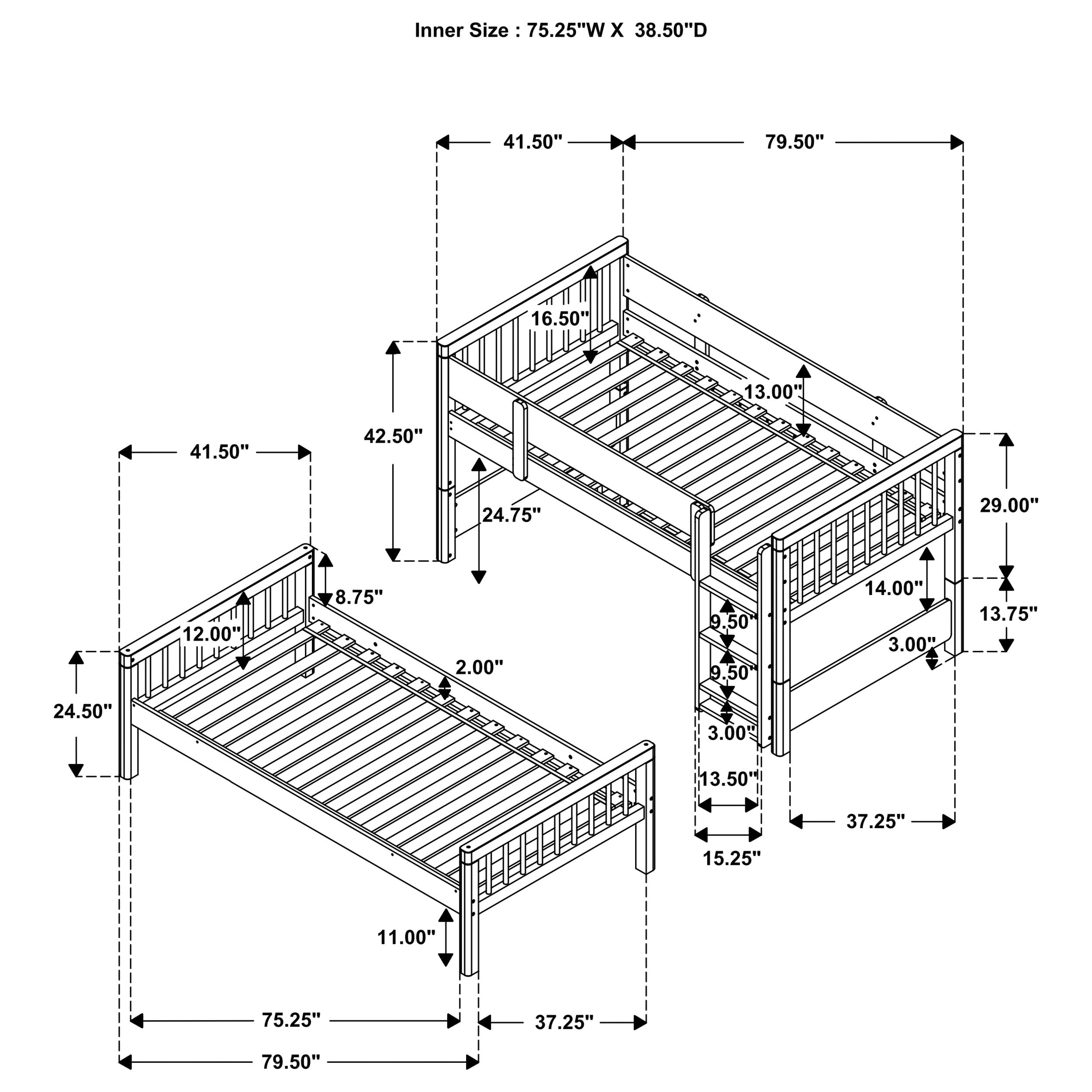 Dakota Wood Twin Over Twin Bunk Bed Natural — view 13