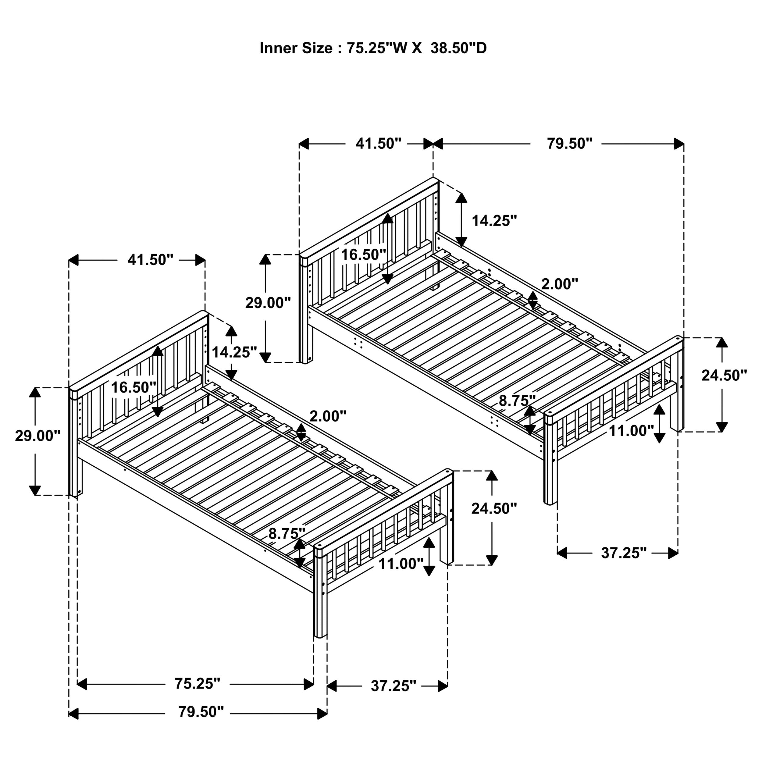 Dakota Wood Twin Over Twin Bunk Bed Natural — view 15