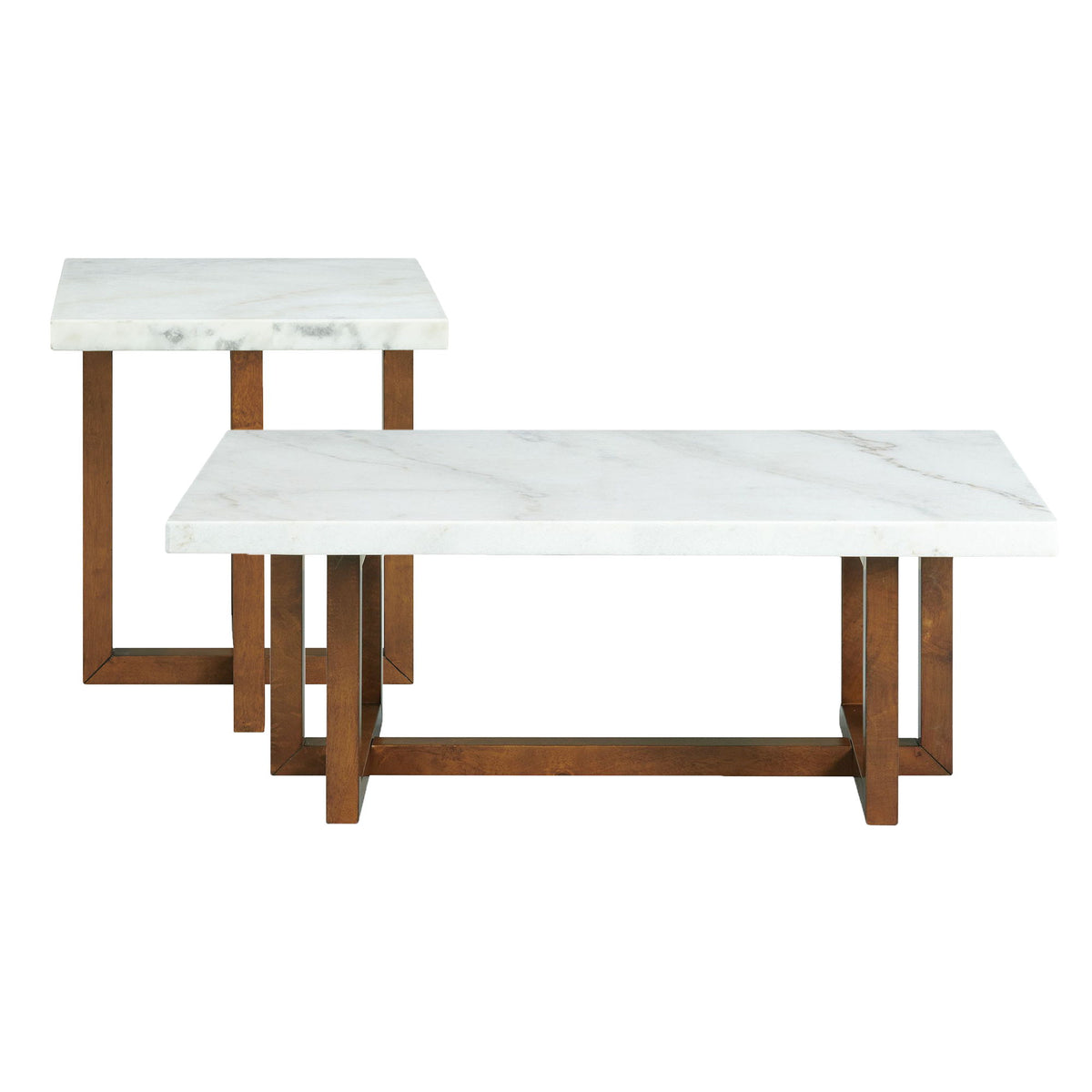 Morris 2 Piece Occasional Marble Table Set in White by Elements International