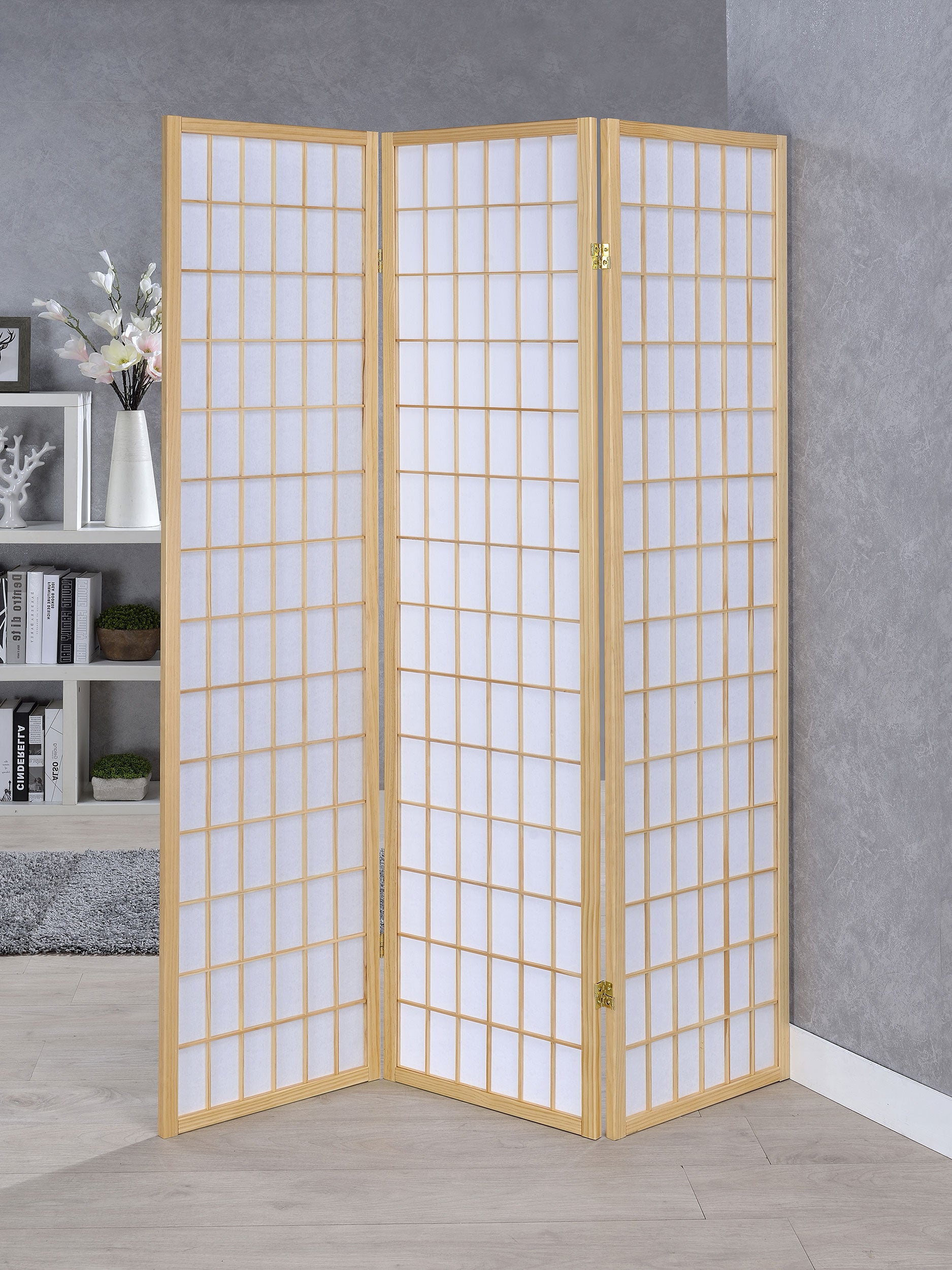 Carrie 3-Panel Room Divider Folding Shoji Screen Natural — view 2