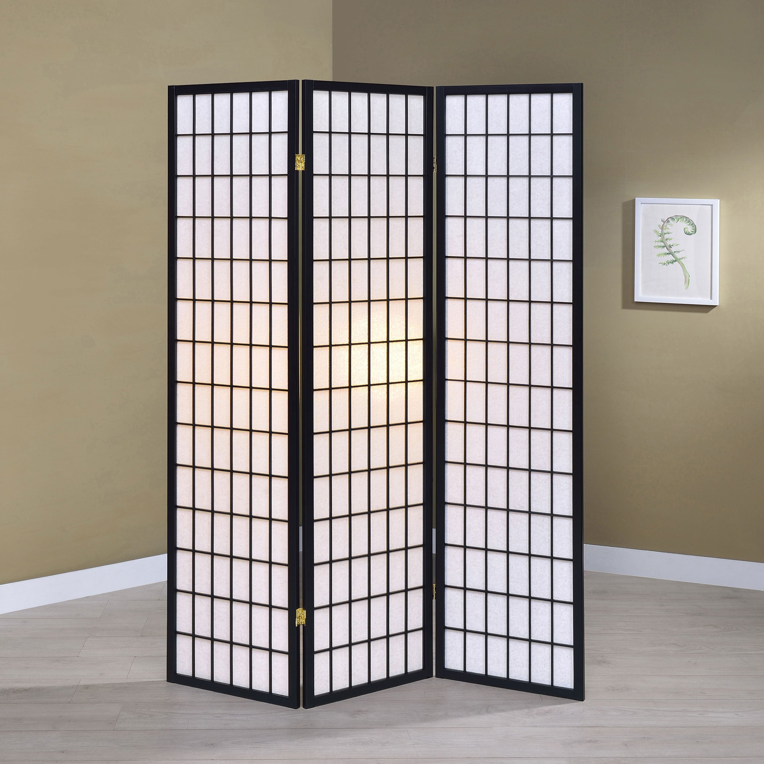 Carrie 3-Panel Room Divider Folding Shoji Screen Black — view 2