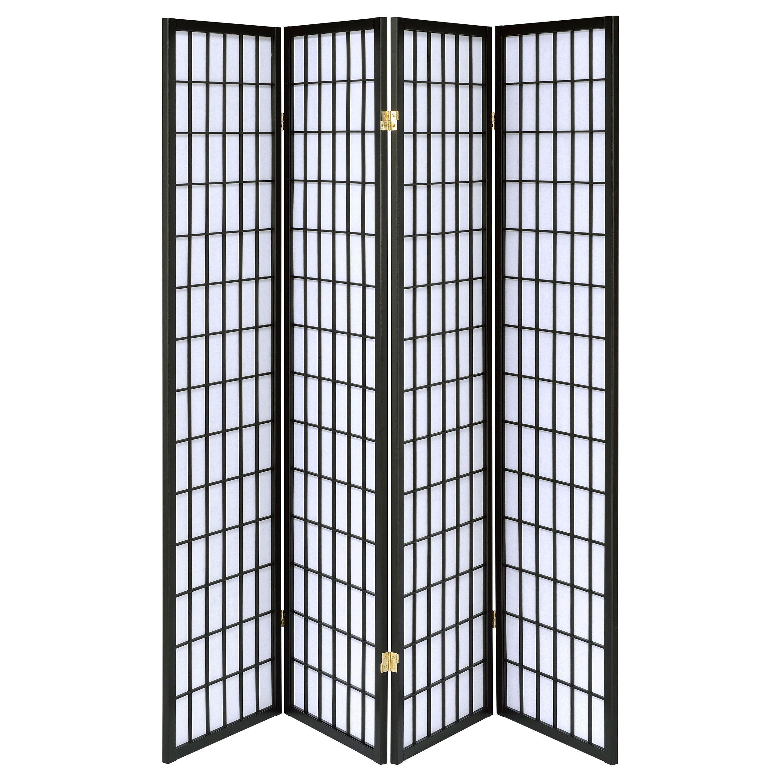 Roberto 4-Panel Room Divider Folding Shoji Screen Black — view 4